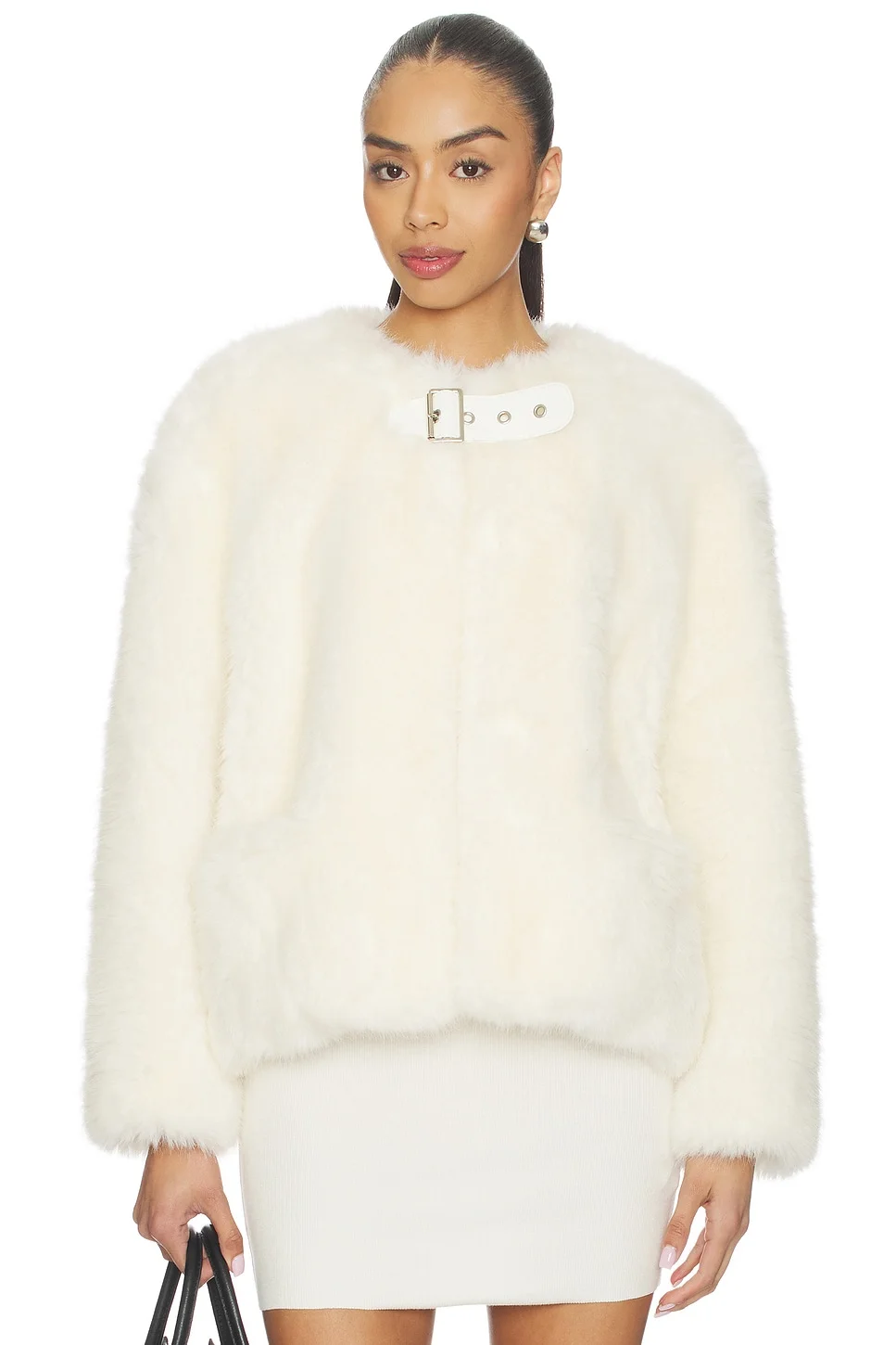 Faux Fur Belt Jacket - 1