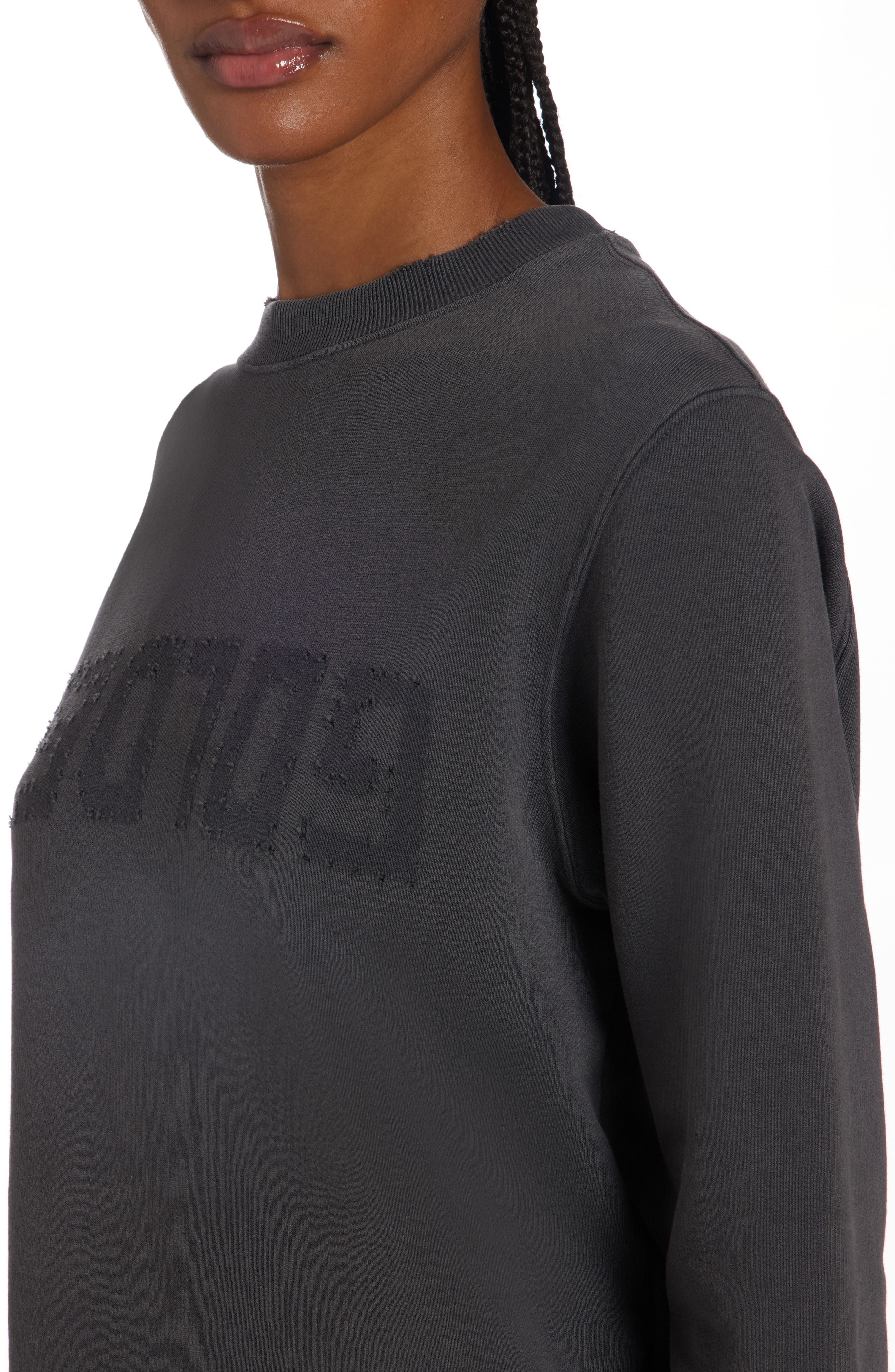 Upside Down Logo Long Sleeve Cotton Sweatshirt Dress - 5