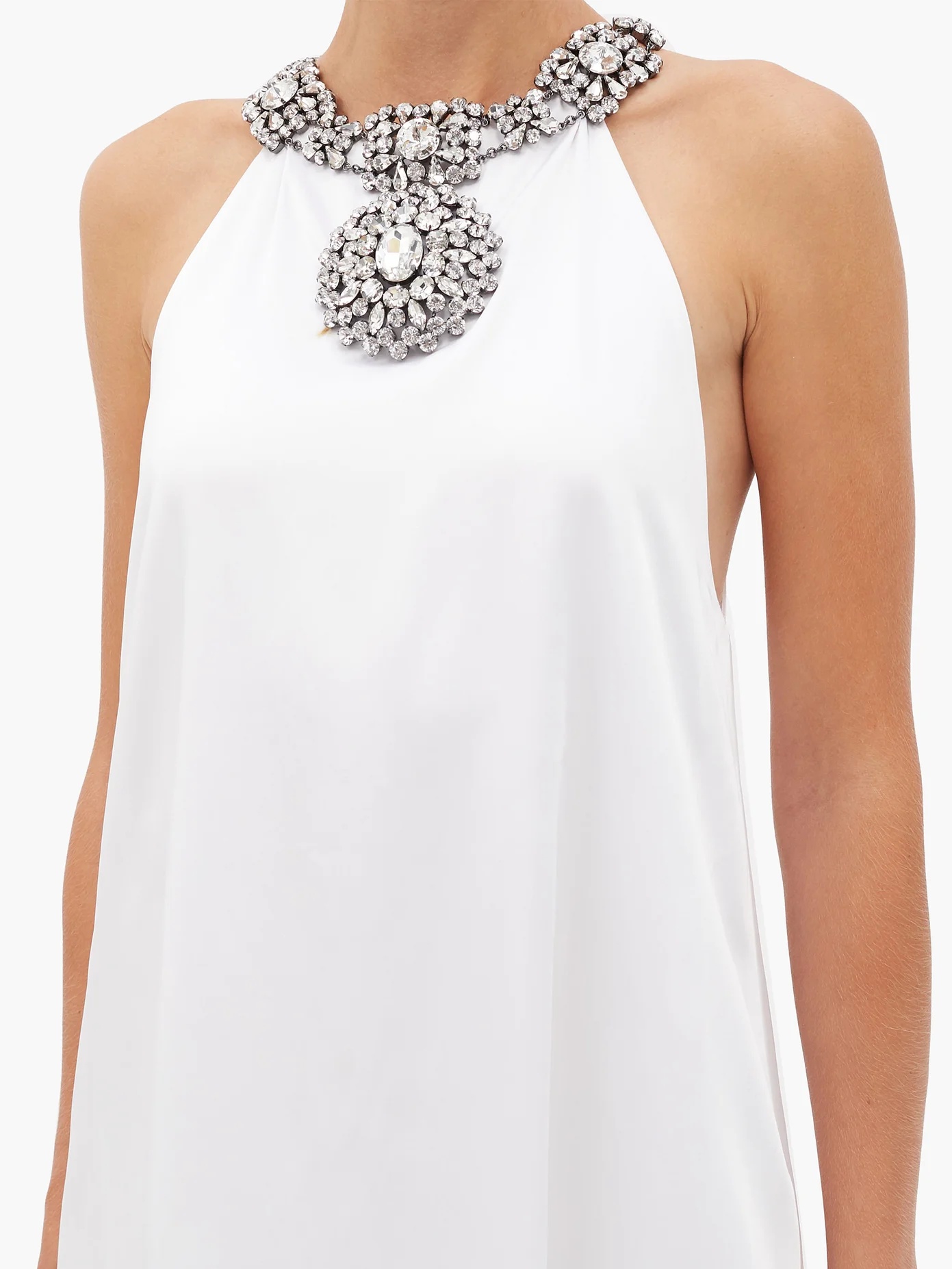 Crystal-embellished draped satin dress - 3