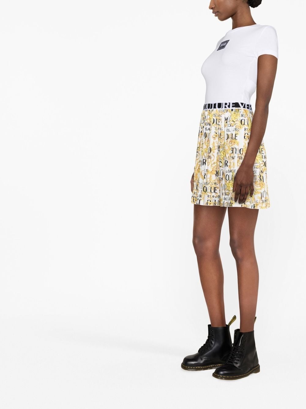 baroque-print pleated skirt - 3