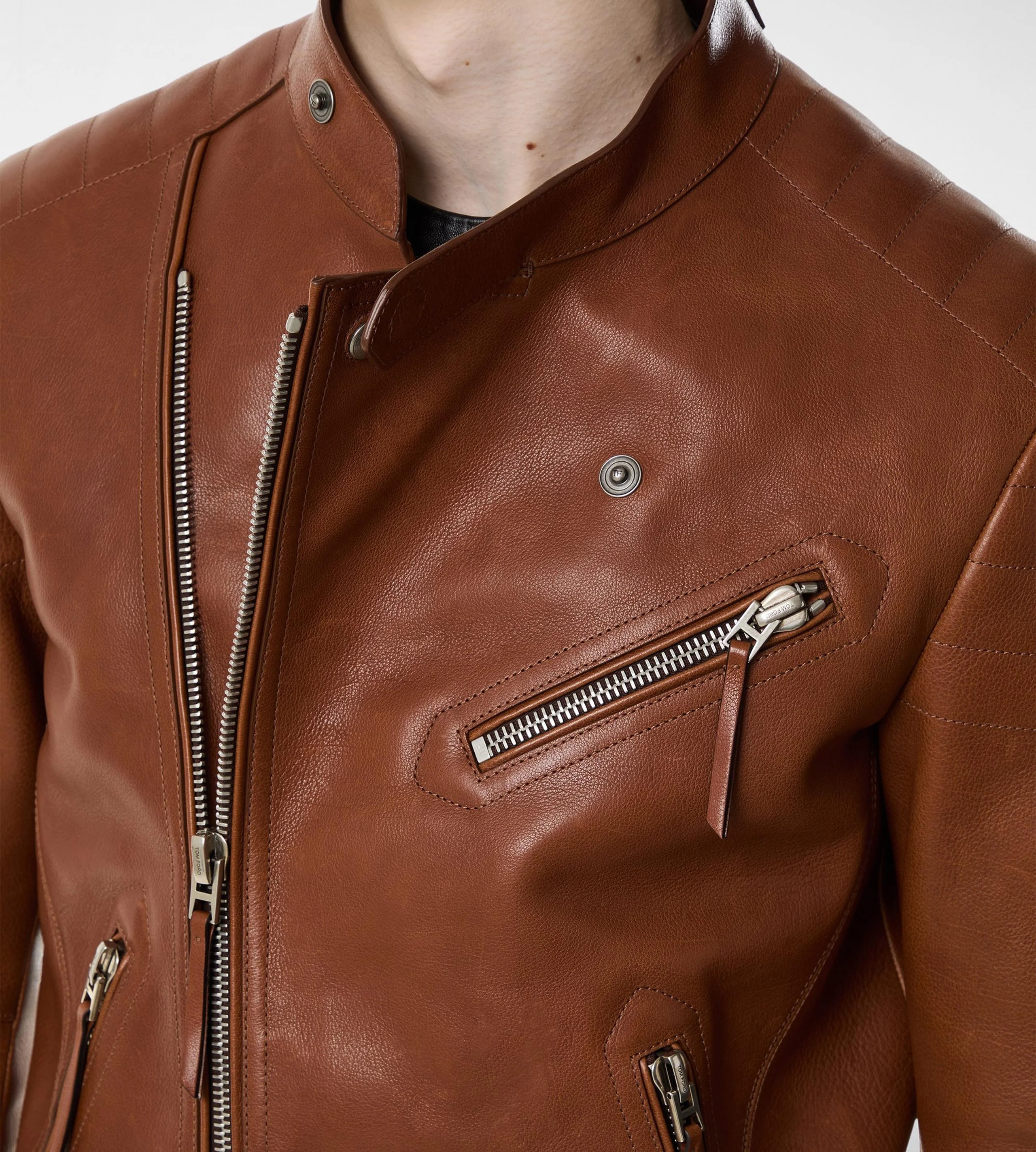 BUFFALO GRAIN LEATHER ASYMMETRIC RACER - 1