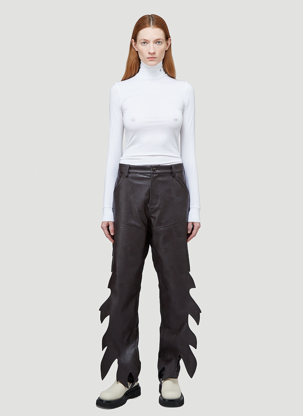 R-Embroidered Turtleneck Top - 2
