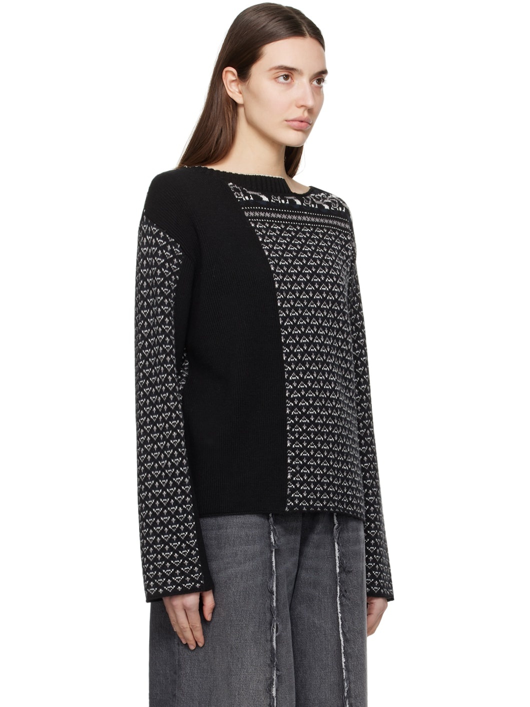 Black Paneled Sweater - 2
