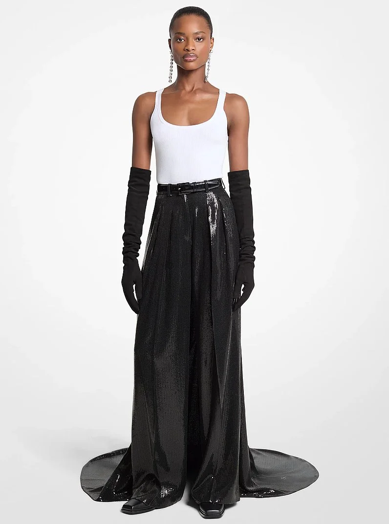 Sequined Crepe Opera Trousers - 1