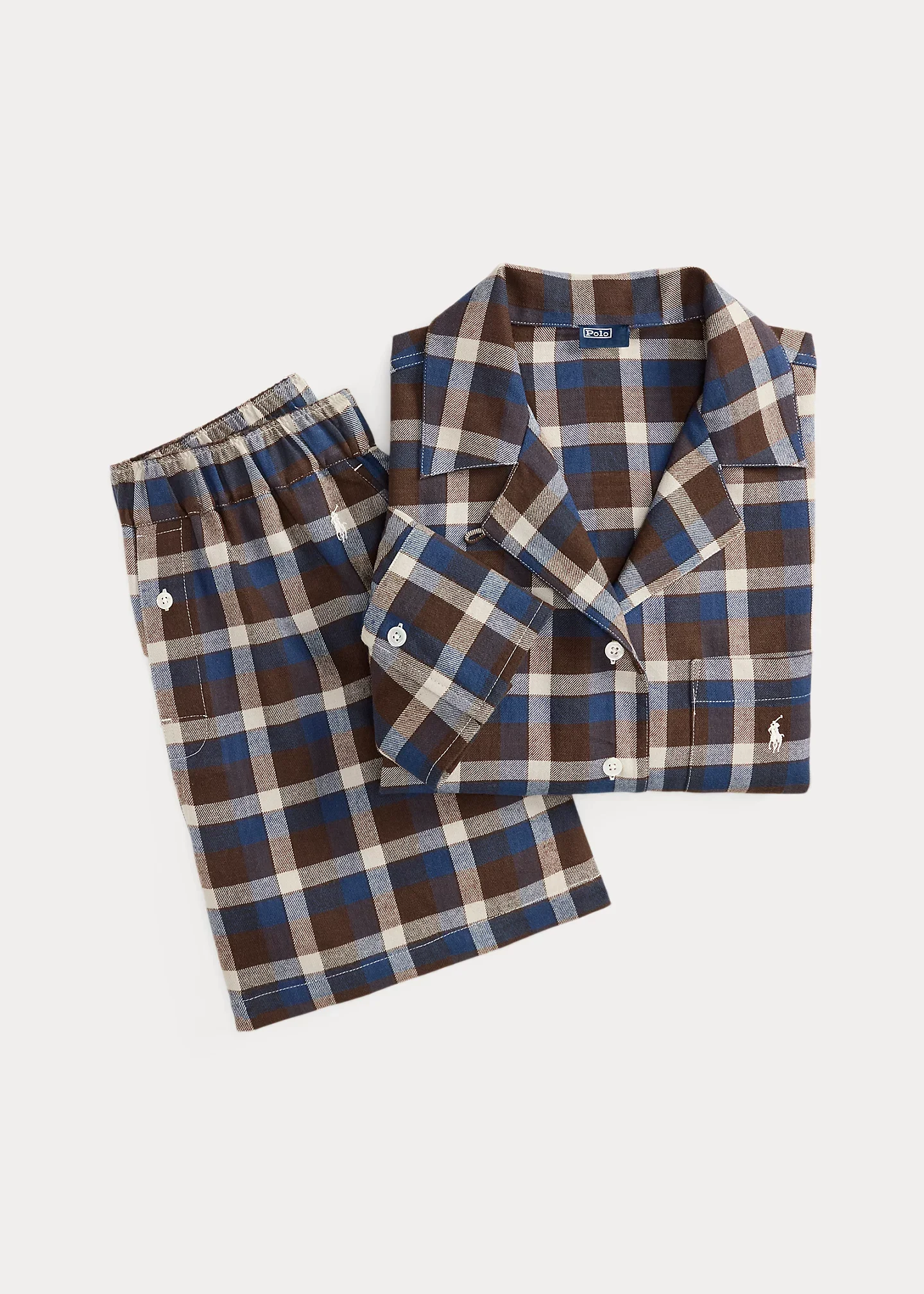 Plaid Flannel Piped Pajama Set - 1