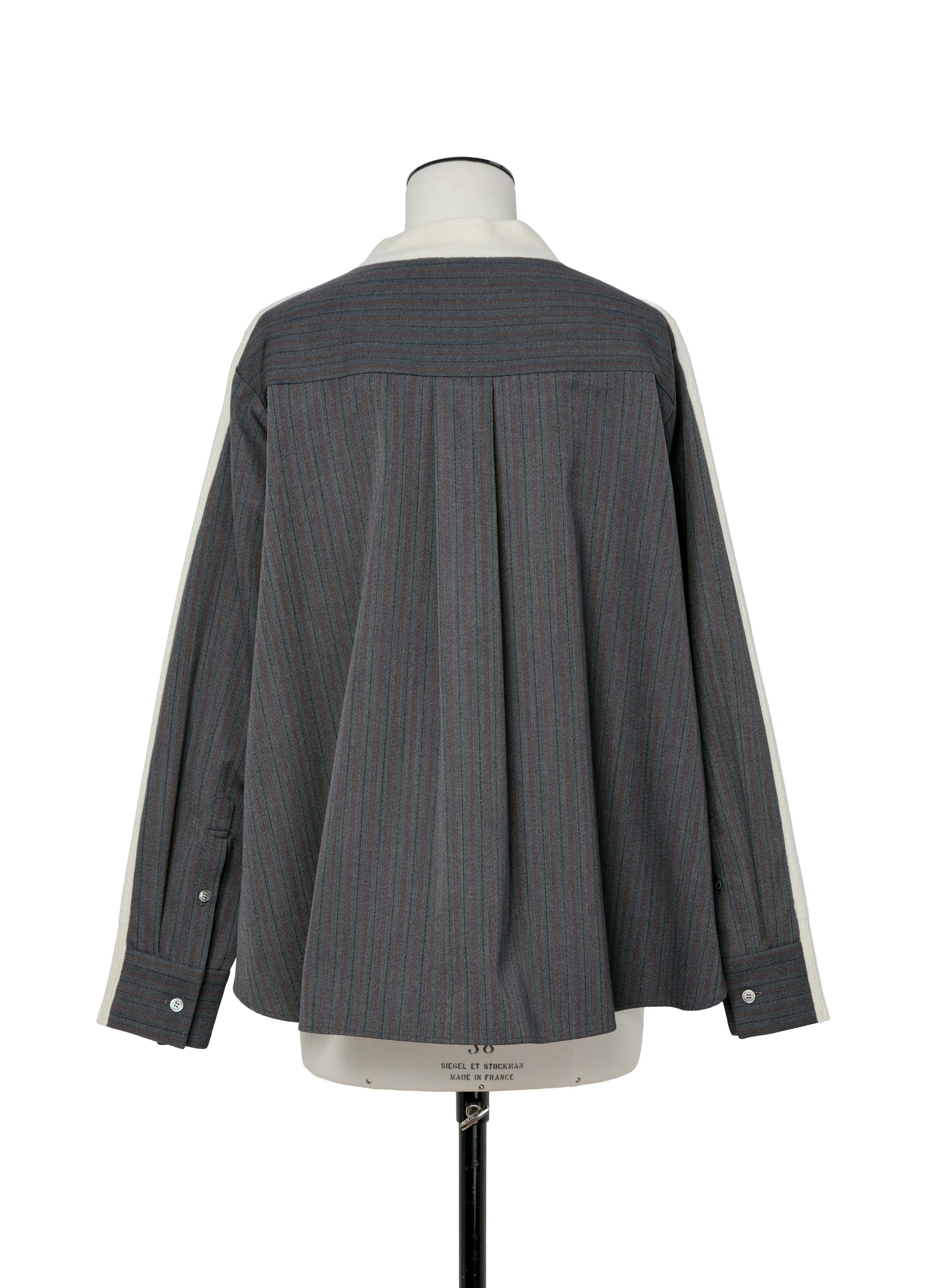 Stripe Doeskin x Wool Knit Cardigan - 4