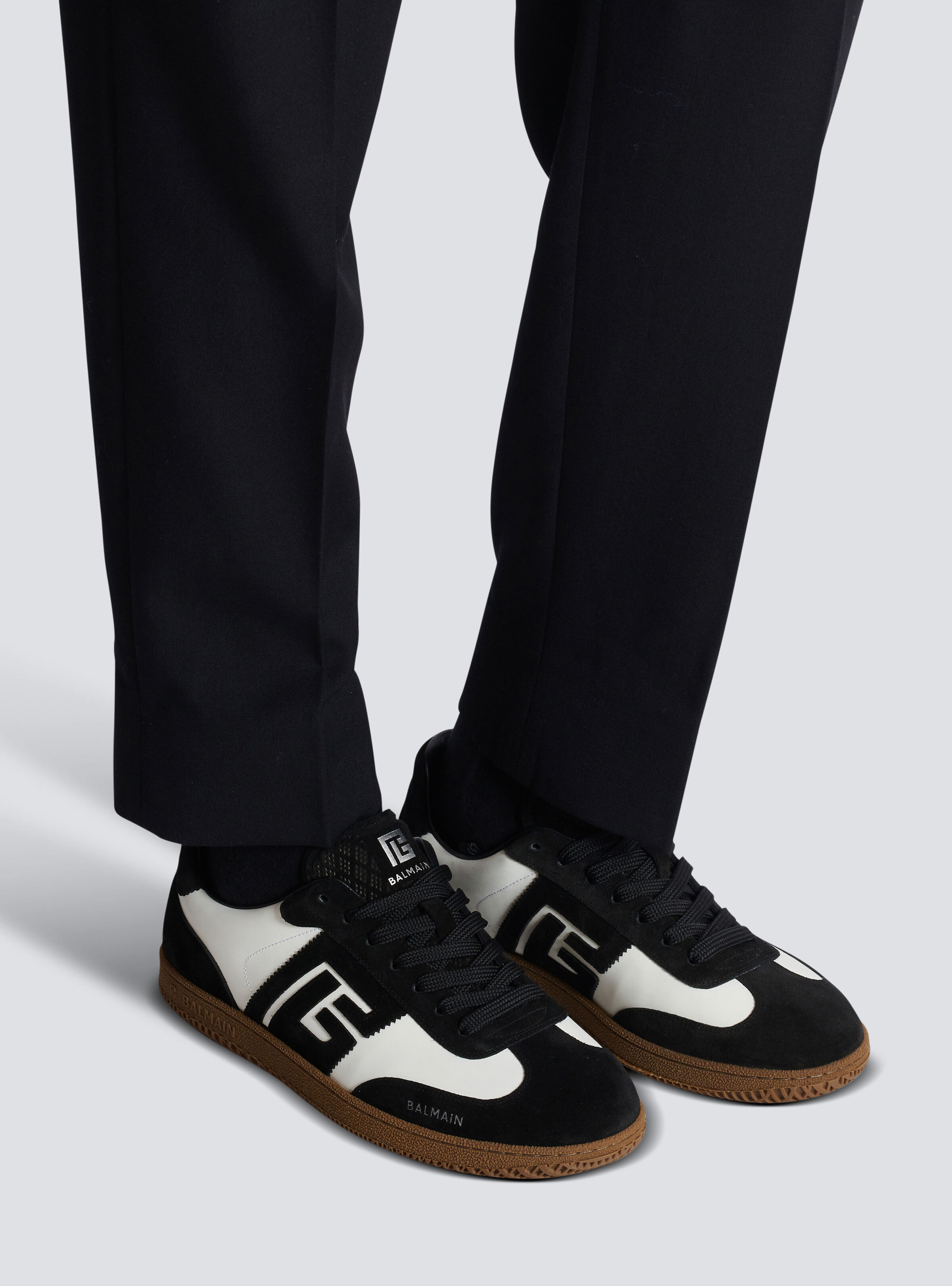 Balmain Swan trainers in calfskin and suede - 10