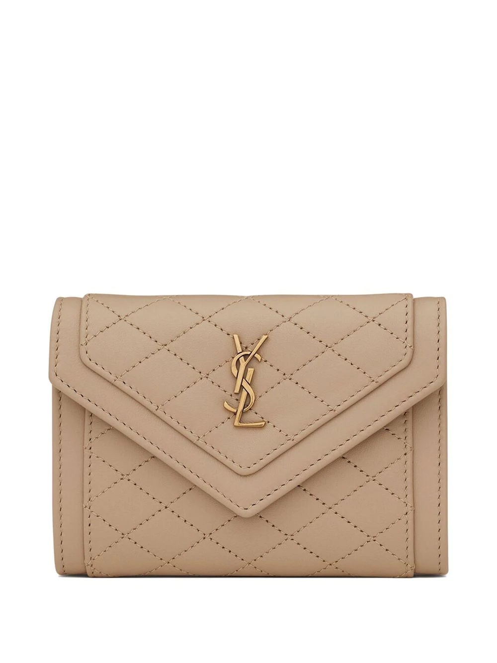 logo-plaque quilted clutch bag - 1