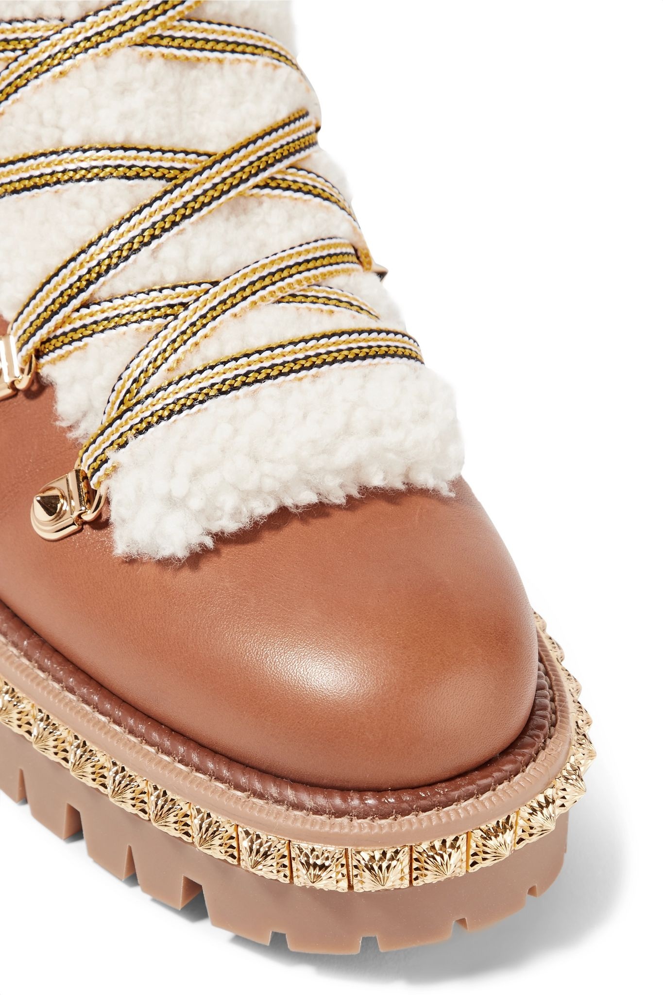 Yeti Donna shearling-trimmed studded leather ankle boots - 5