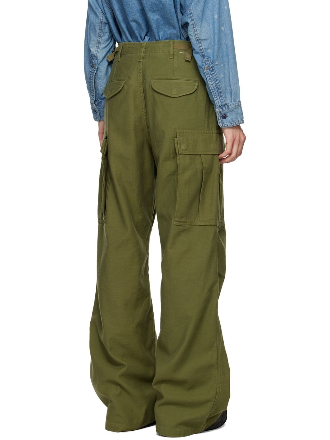 Khaki Wide Leg Cargo Pants - 3