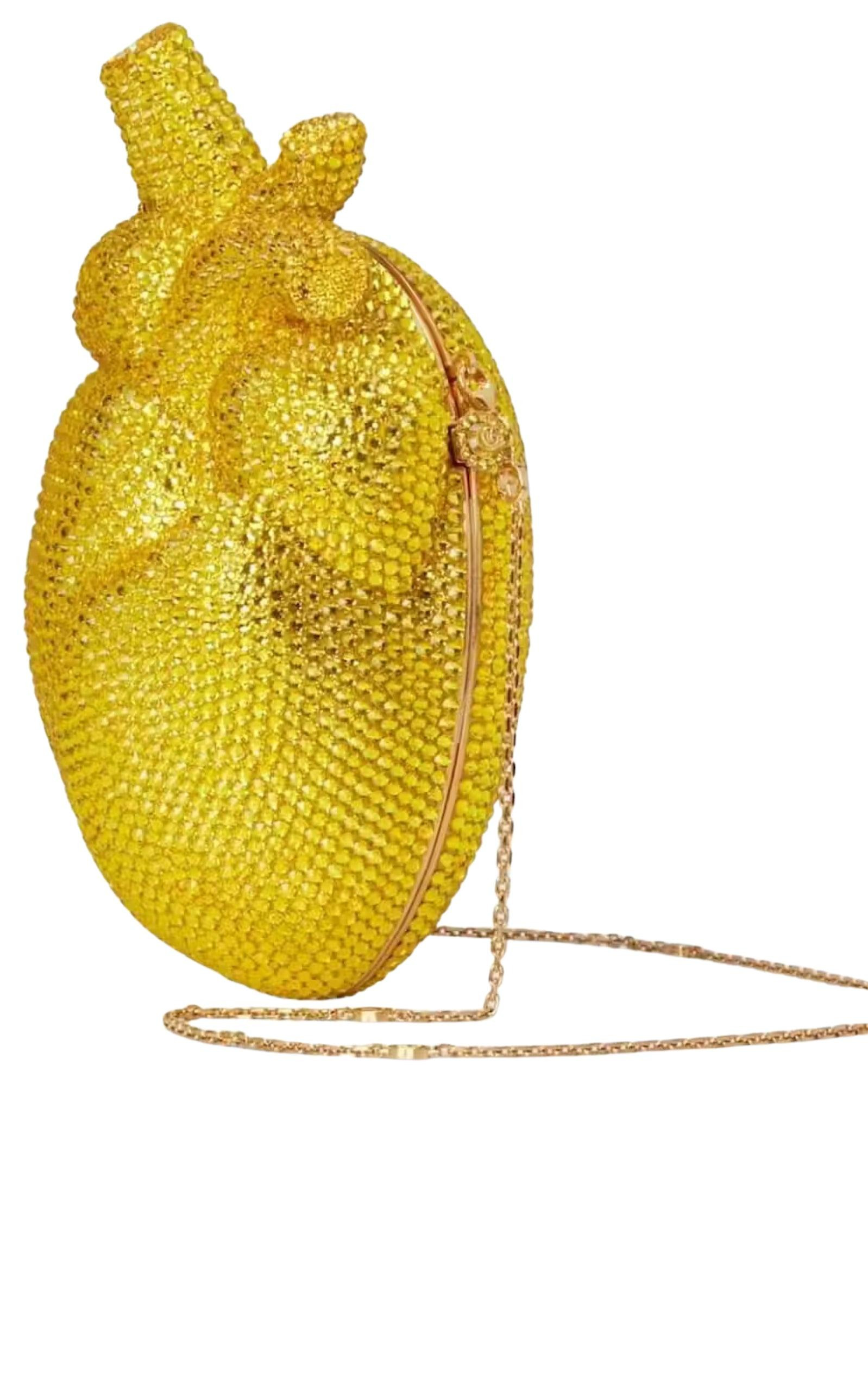 Gold Broadway Heart Crystal-Embellished Clutch Bag - 3