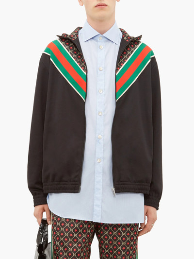 GUCCI Asymmetric-drape pinstripe cotton-poplin shirt outlook