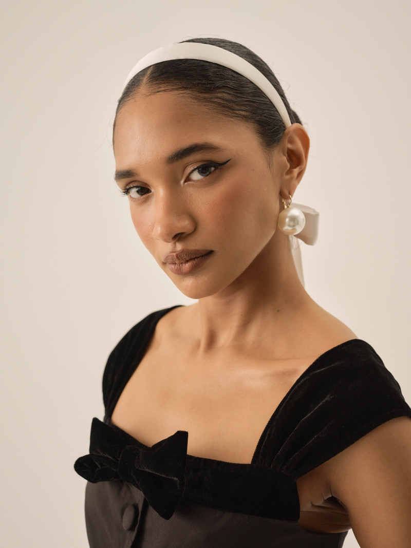 For Love & Lemons Celine Satin Bow Headband outlook