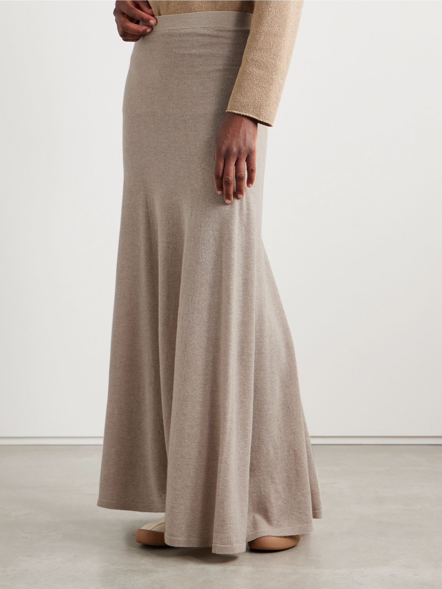 Jovian cashmere maxi skirt Beige - 3