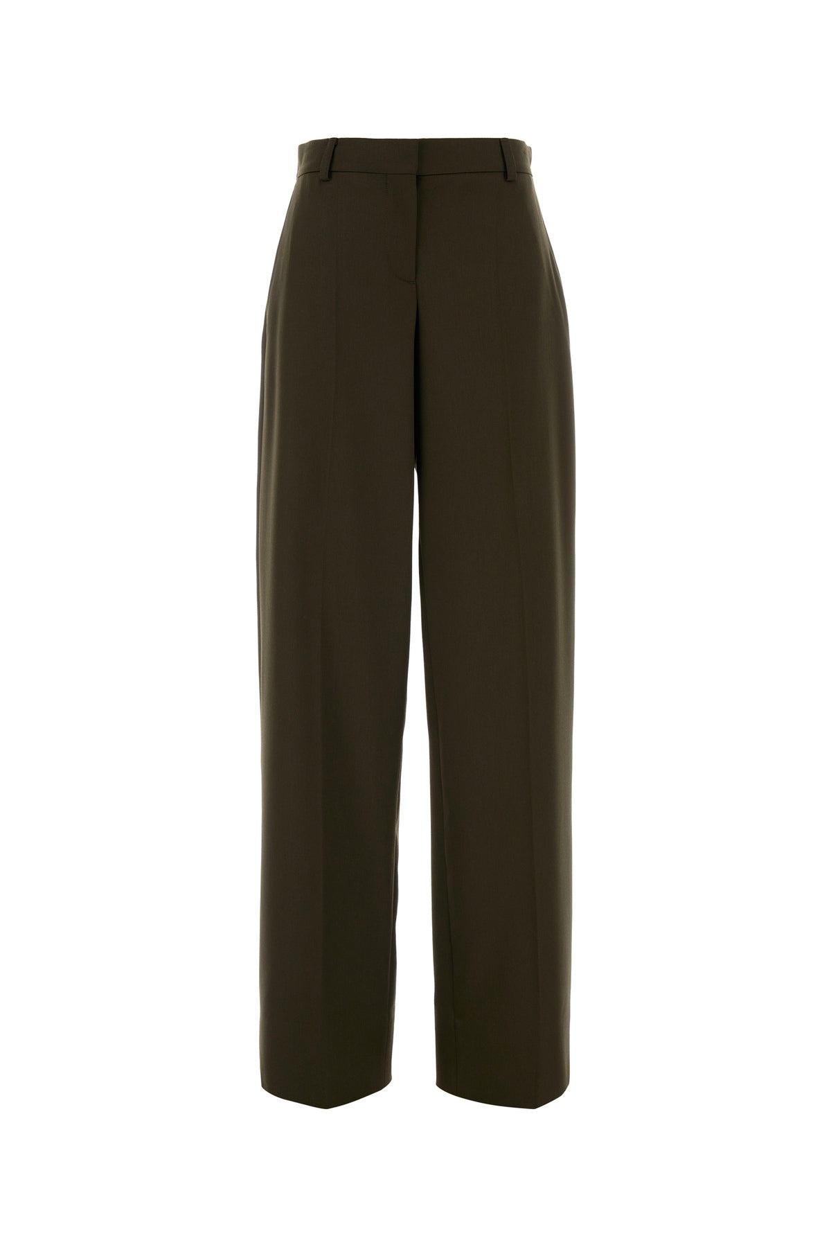 Bottle green wool wide-leg pant - 1