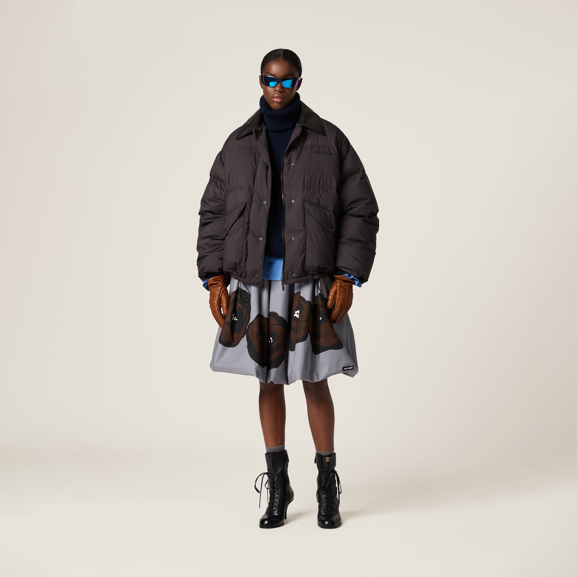 Miu Miu Technical pongé cropped down jacket | REVERSIBLE