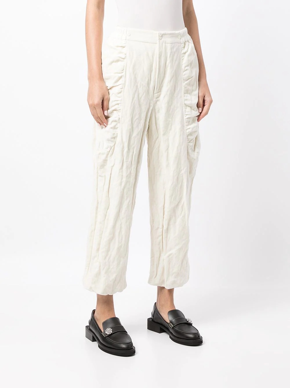 crinkled straight-leg trousers - 3