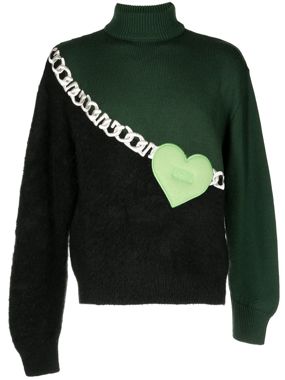 heart embroidery colour-block jumper - 1