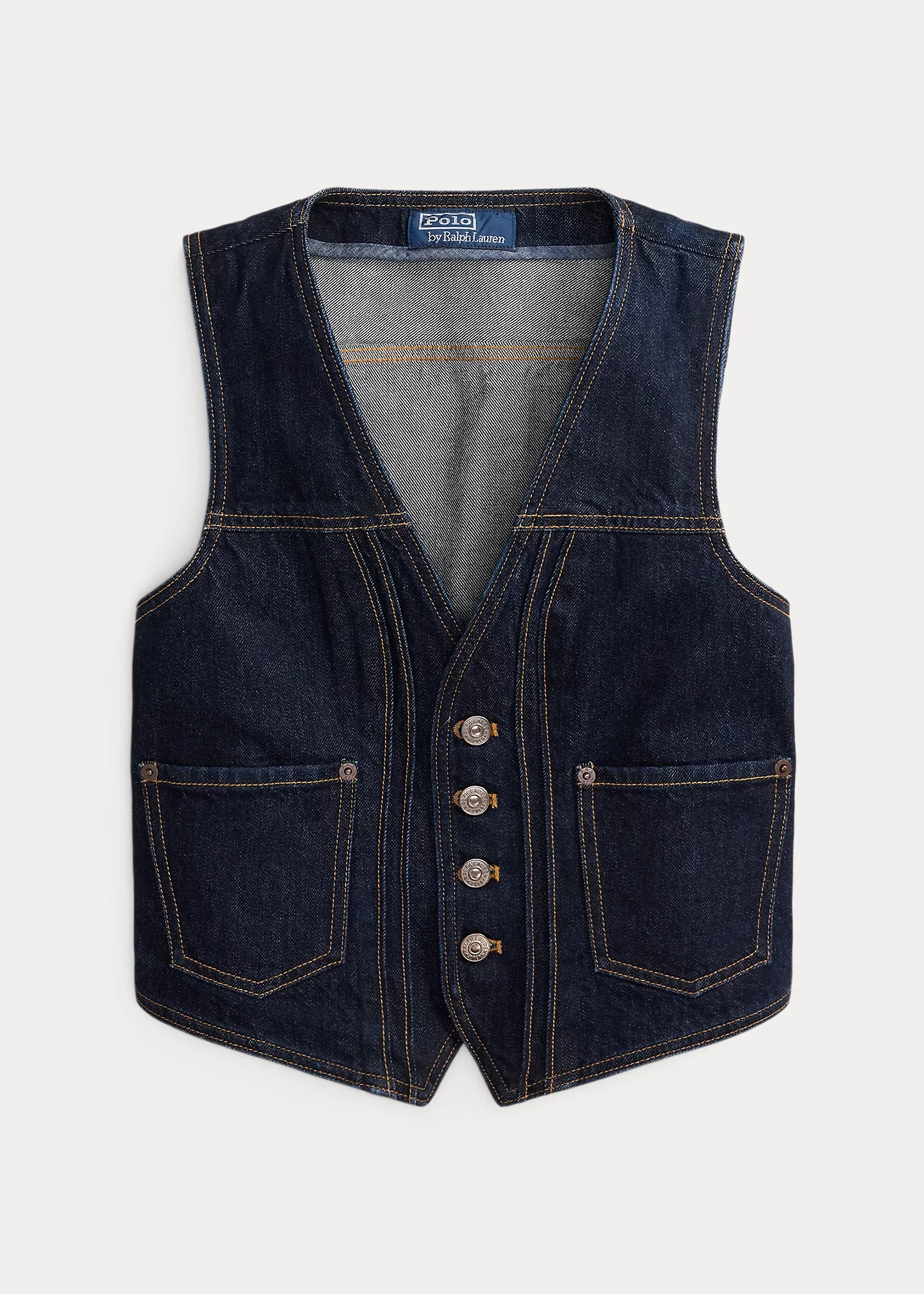 Buttoned Denim Vest - 1