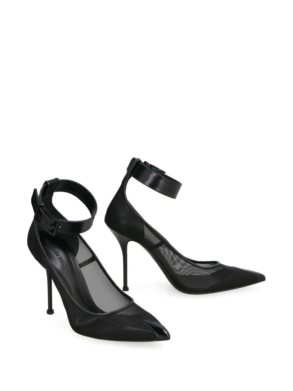 mesh-panelling pointed-toe pumps - 2