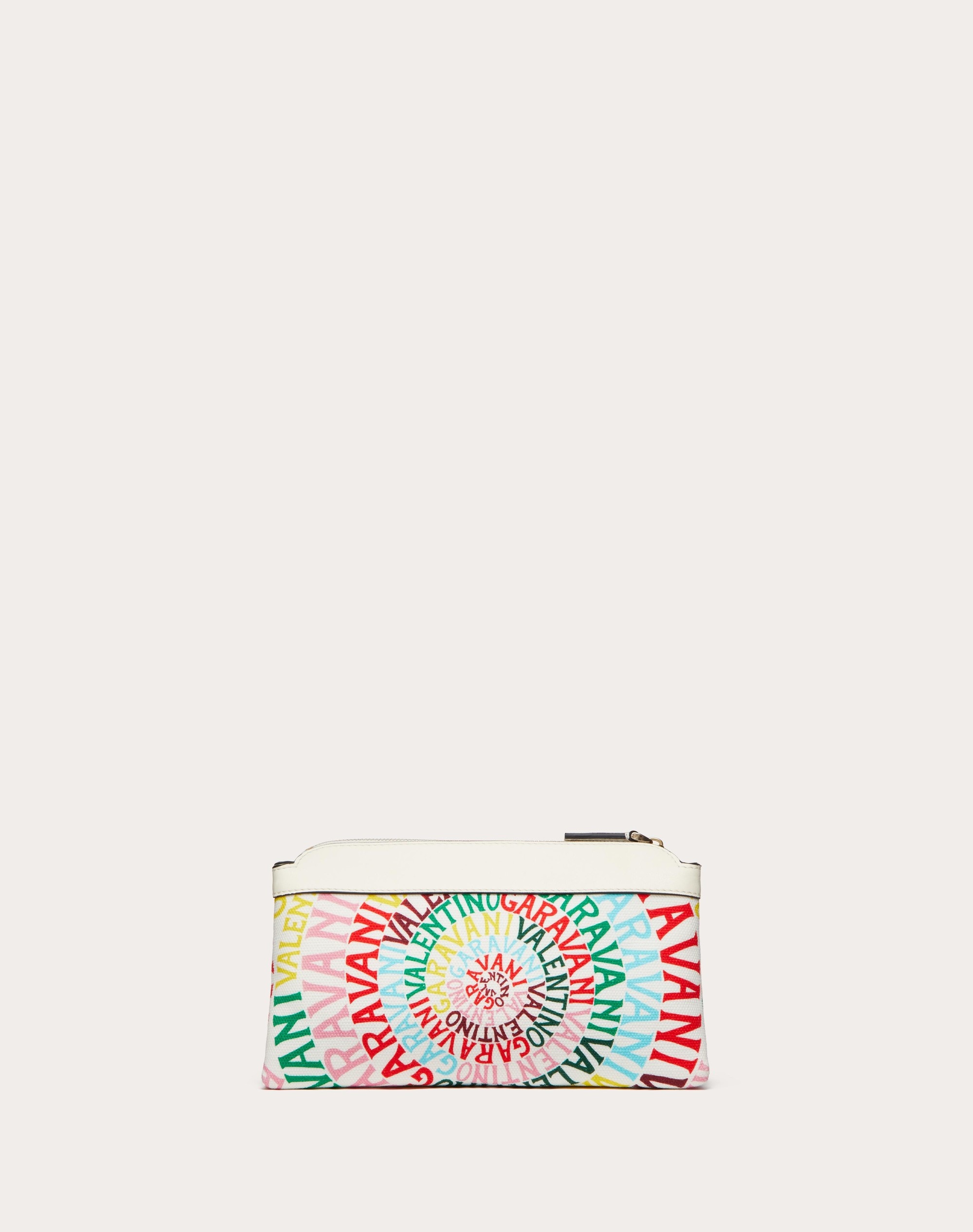 VALENTINO GARAVANI ESCAPE CANVAS CLUTCH BAG WITH VALENTINO GARAVANI LOOP PRINT - 4
