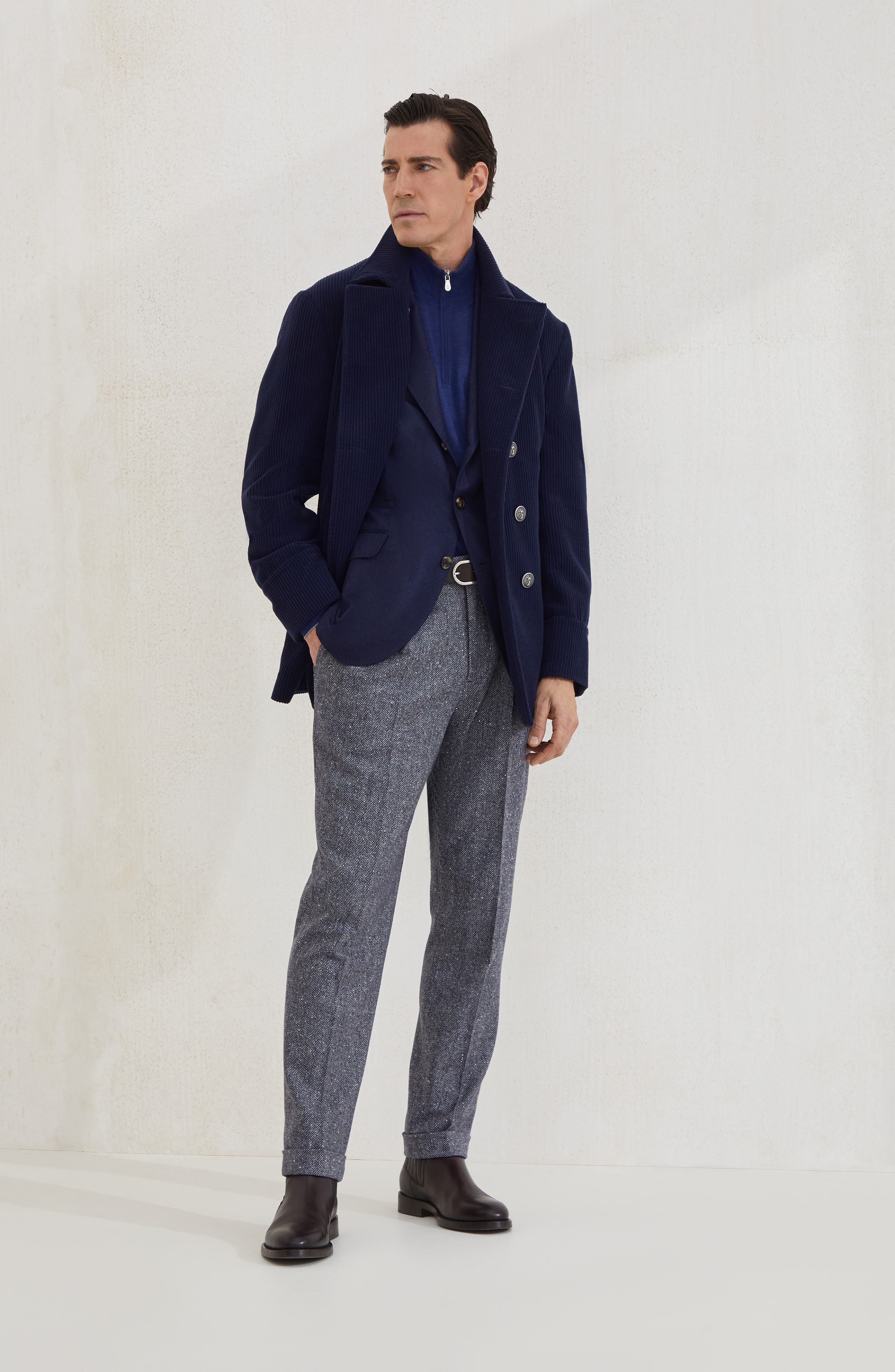 Brunello Cucinelli Lightweight sweater with zip in Sapphire at Nordstrom - 6