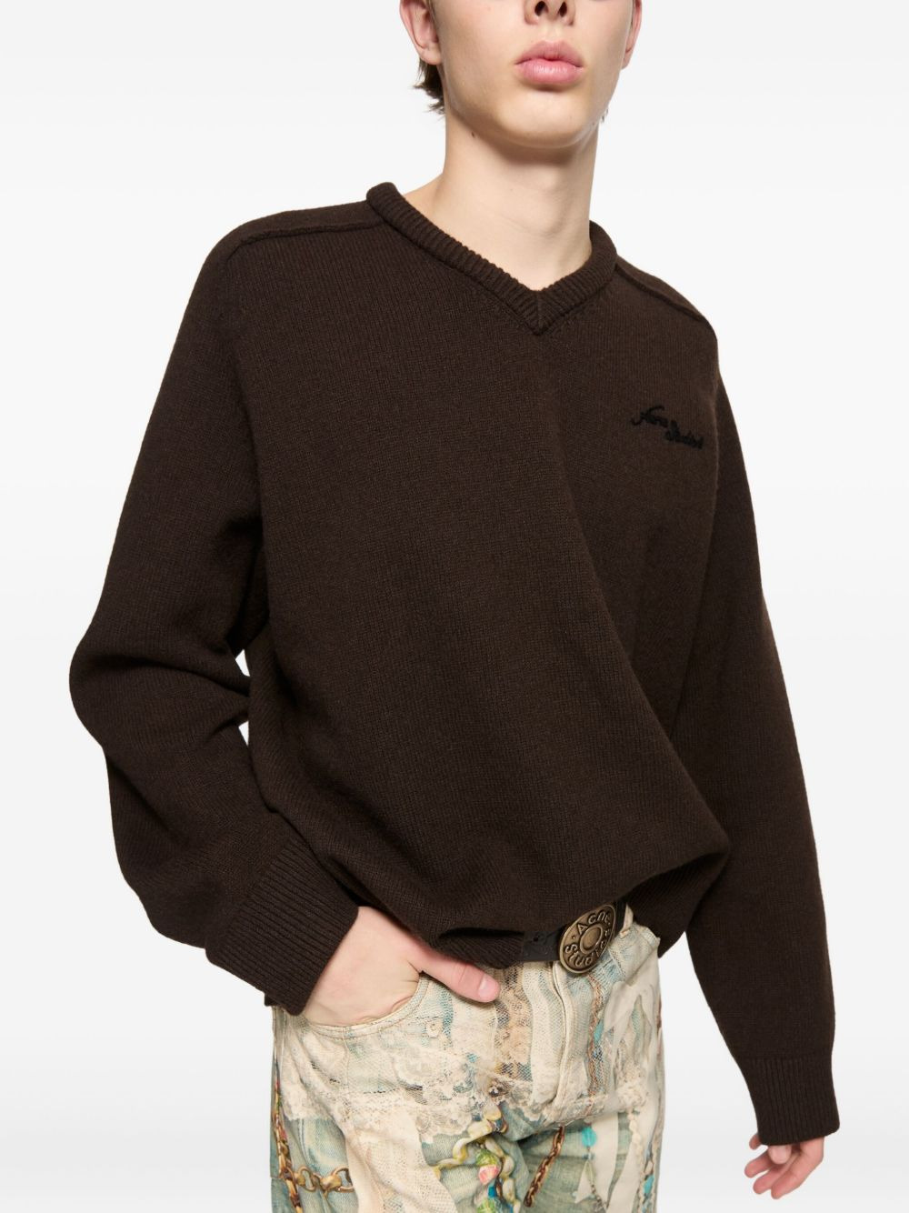 v-neck embroidered sweater - 4