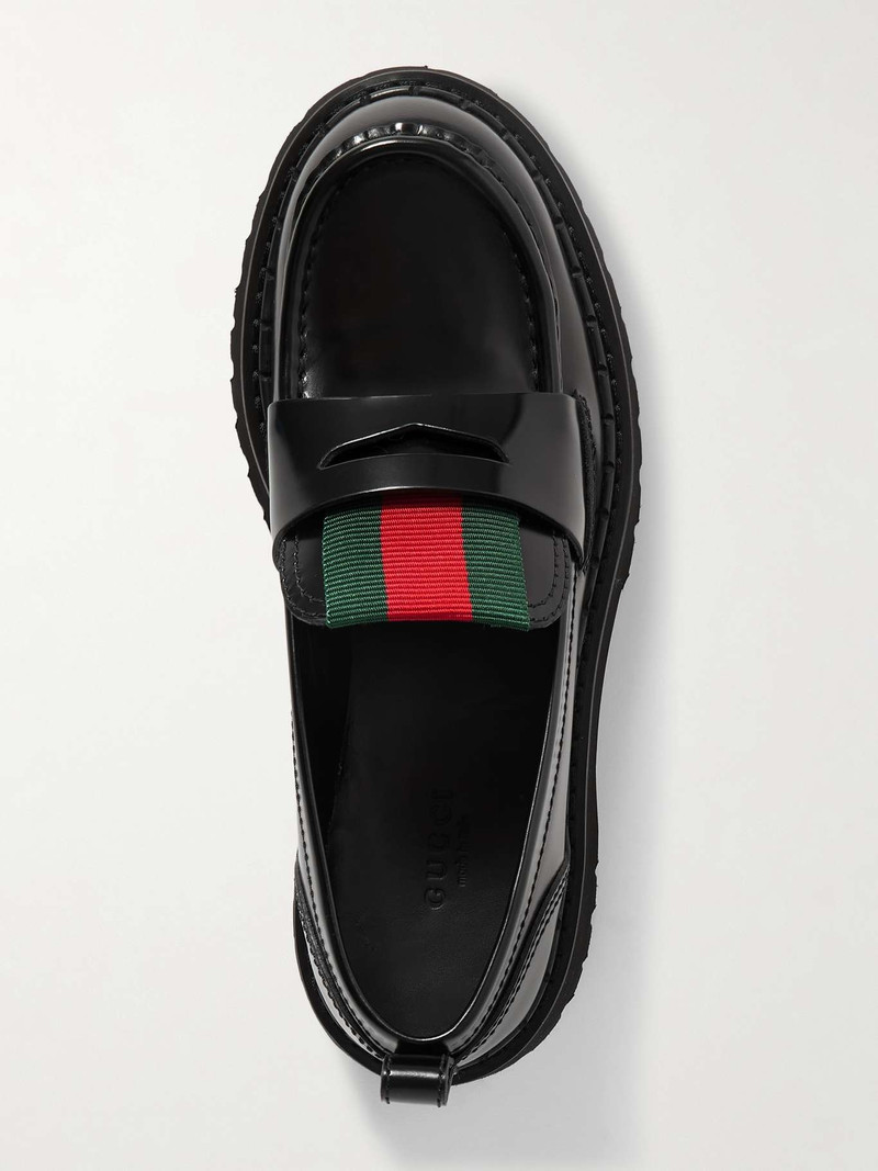 Thea webbing-trimmed patent-leather loafers 5