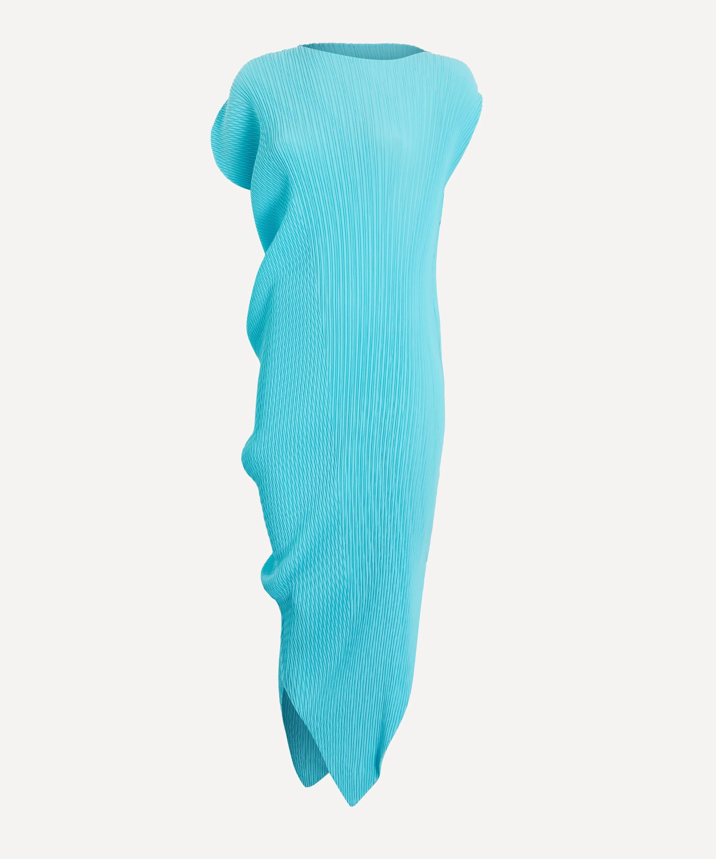 LEAF PLEATS Light Blue Midi Dress - 1
