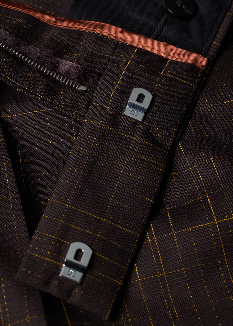 Aubergine Wool Check Pleated Shorts 4