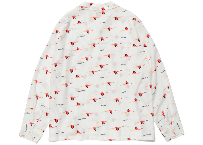 Human Made Human Made Flamingo Open Collar L/S Shirt White outlook