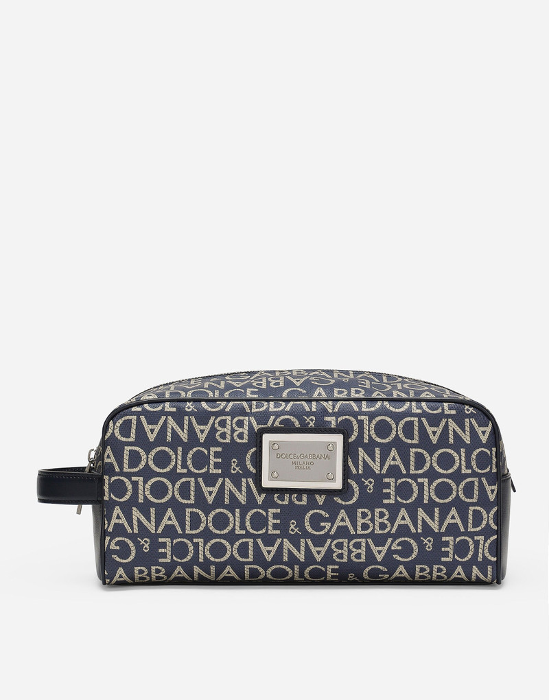 Coated jacquard toiletry bag 1