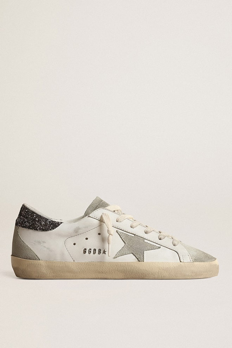 Women’s Super-Star with gray star and dark gray glitter heel tab - 1