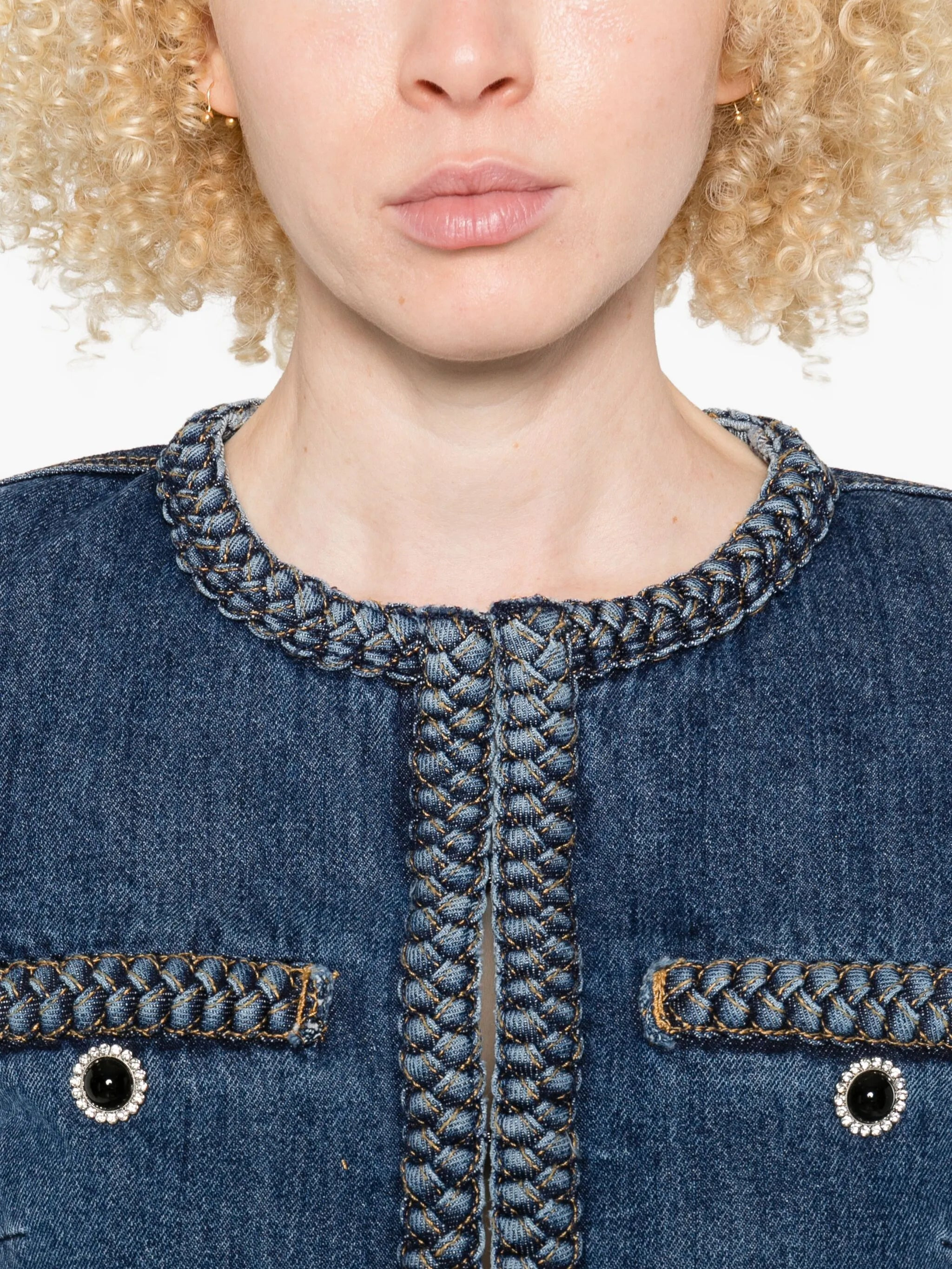 Self-portrait Braided-trim Denim Jacket - 4