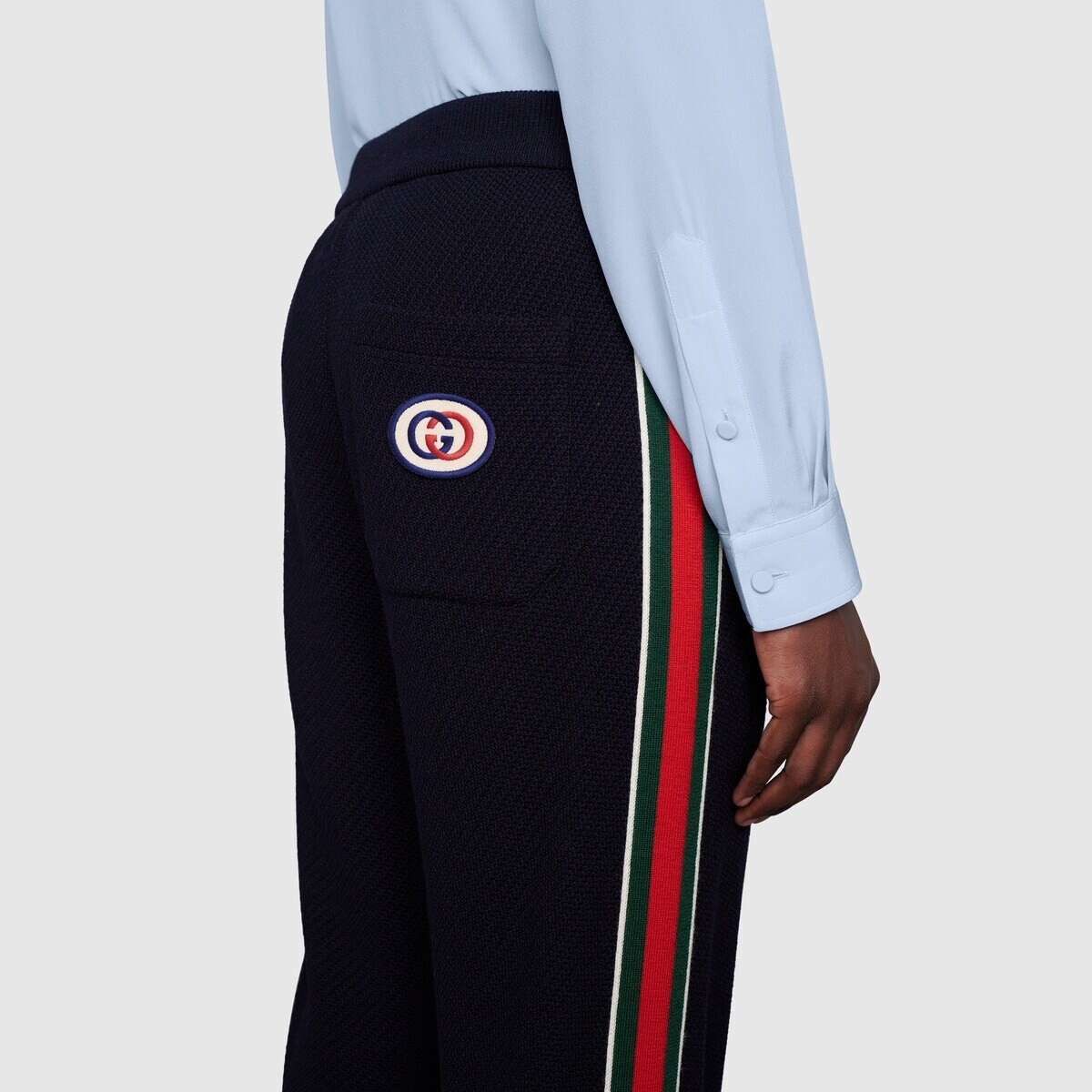 Wool jersey jogging pant with Web - 5