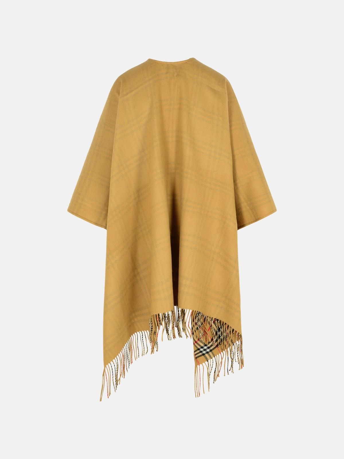 REVERSIBLE 'CHECK' BEIGE WOOL CAPE - 3