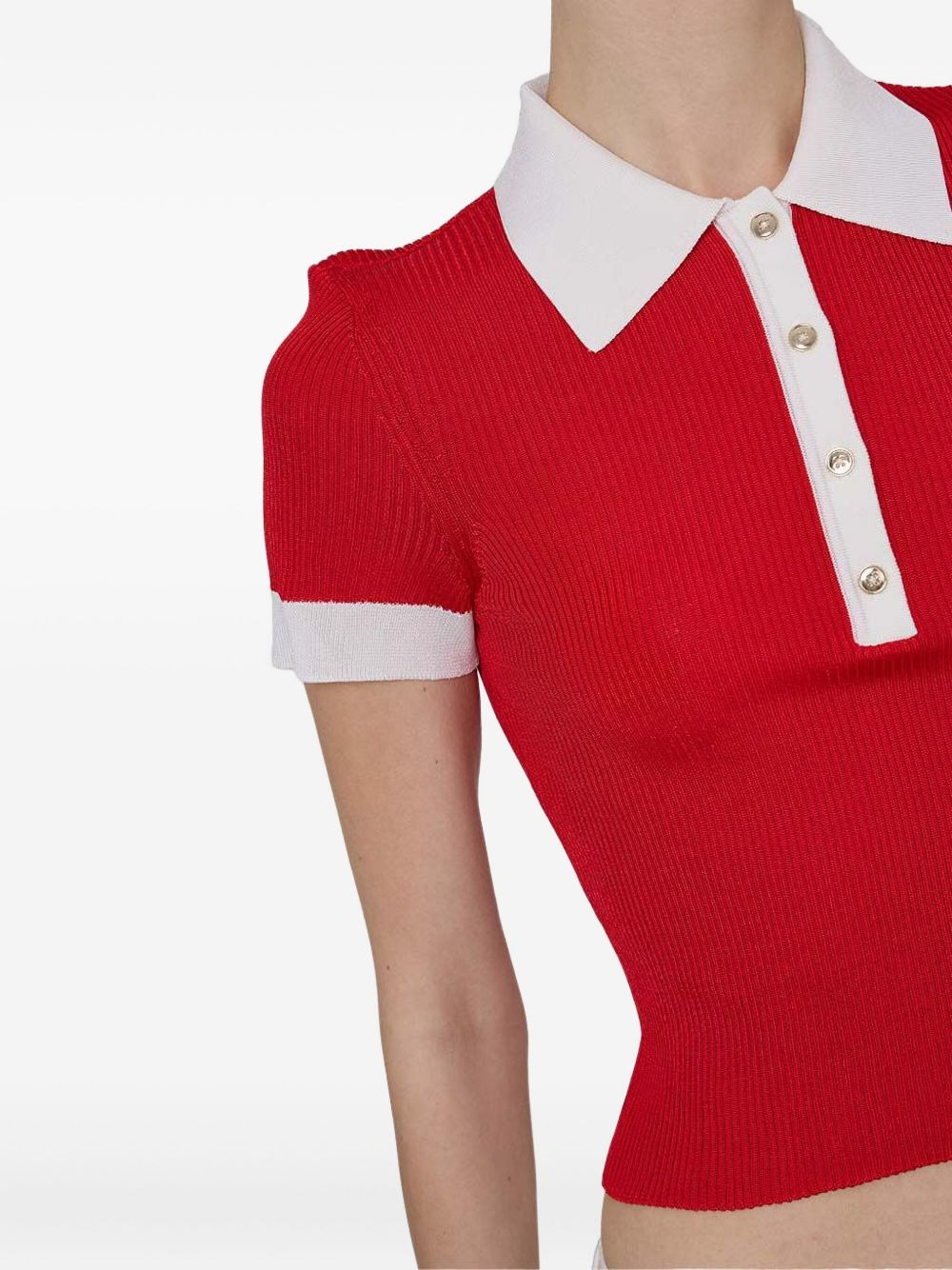 Martha ribbed-knit polo top - 5