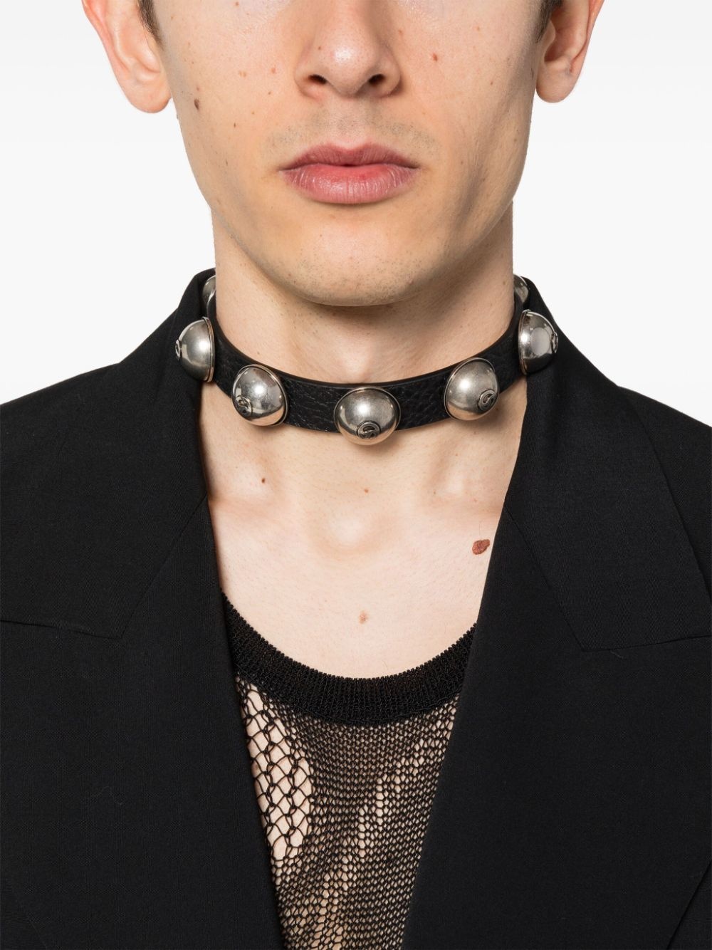 stud-embellished leather choker - 2