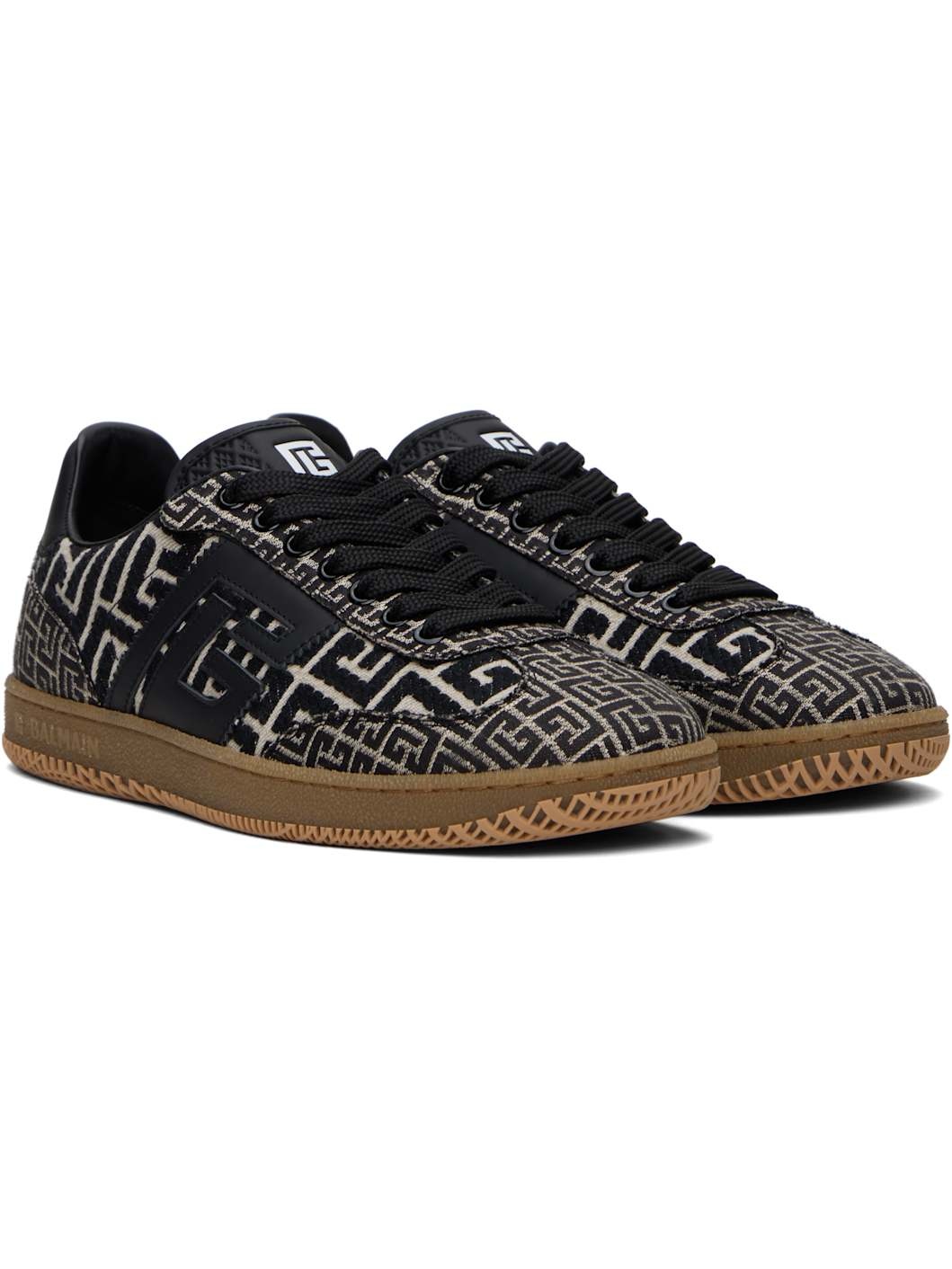 Black & Beige Swan 'PB' Labyrinth Jacquard Sneakers - 4