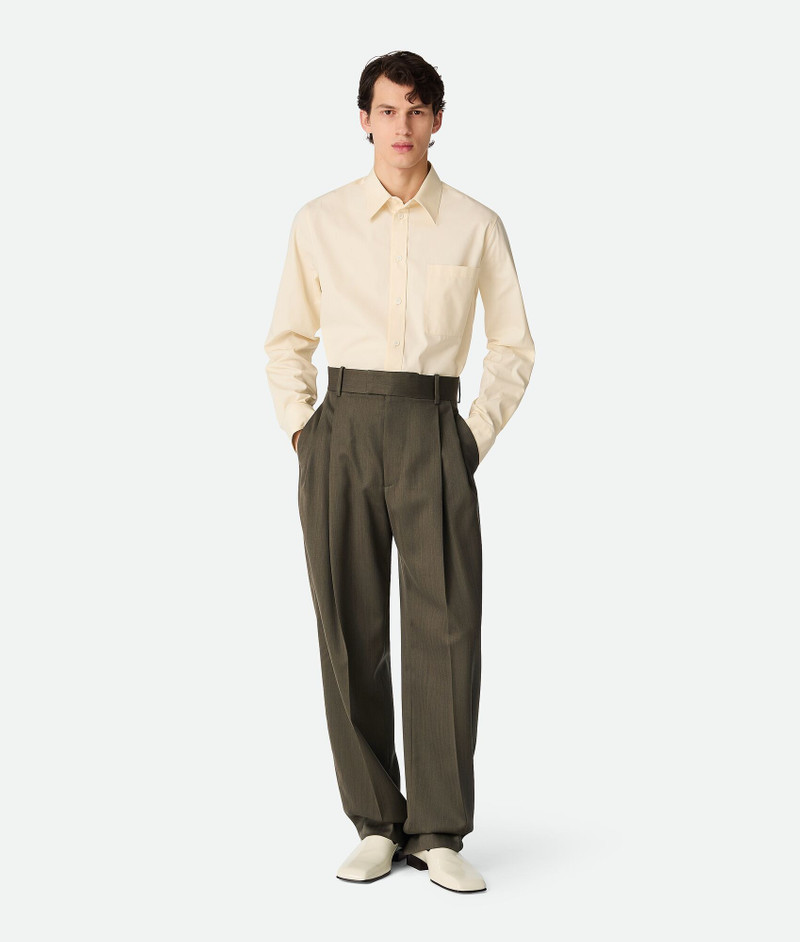 Wool Subtle Chevron Straight Trousers 1
