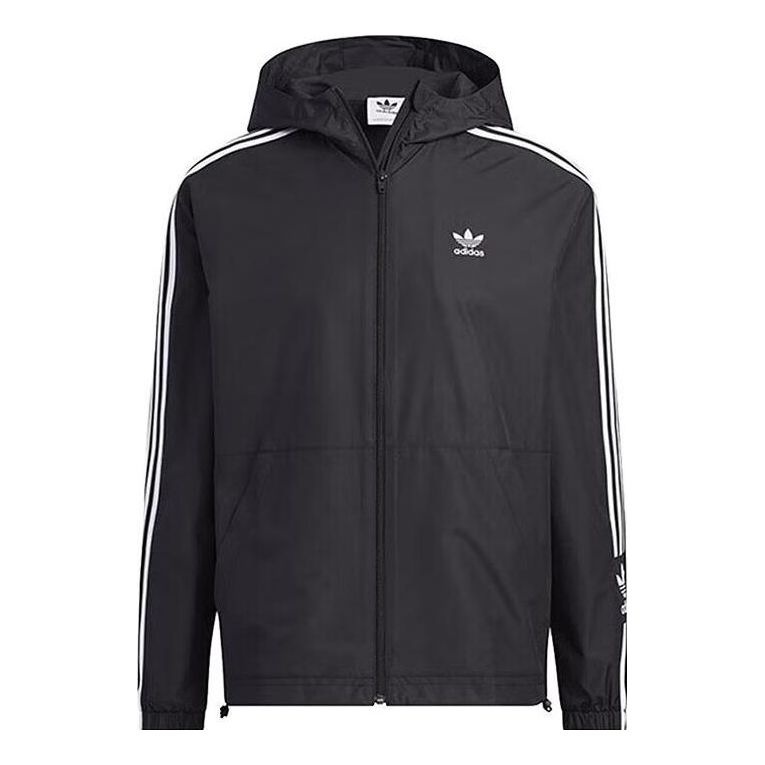 adidas Adicolor 3-stripes Windbreaker Full Zip Jacket 'Black' IK8673 - 1