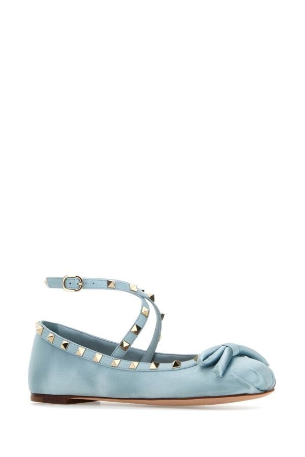 Light blue satin Rockstud ballerinas - 2