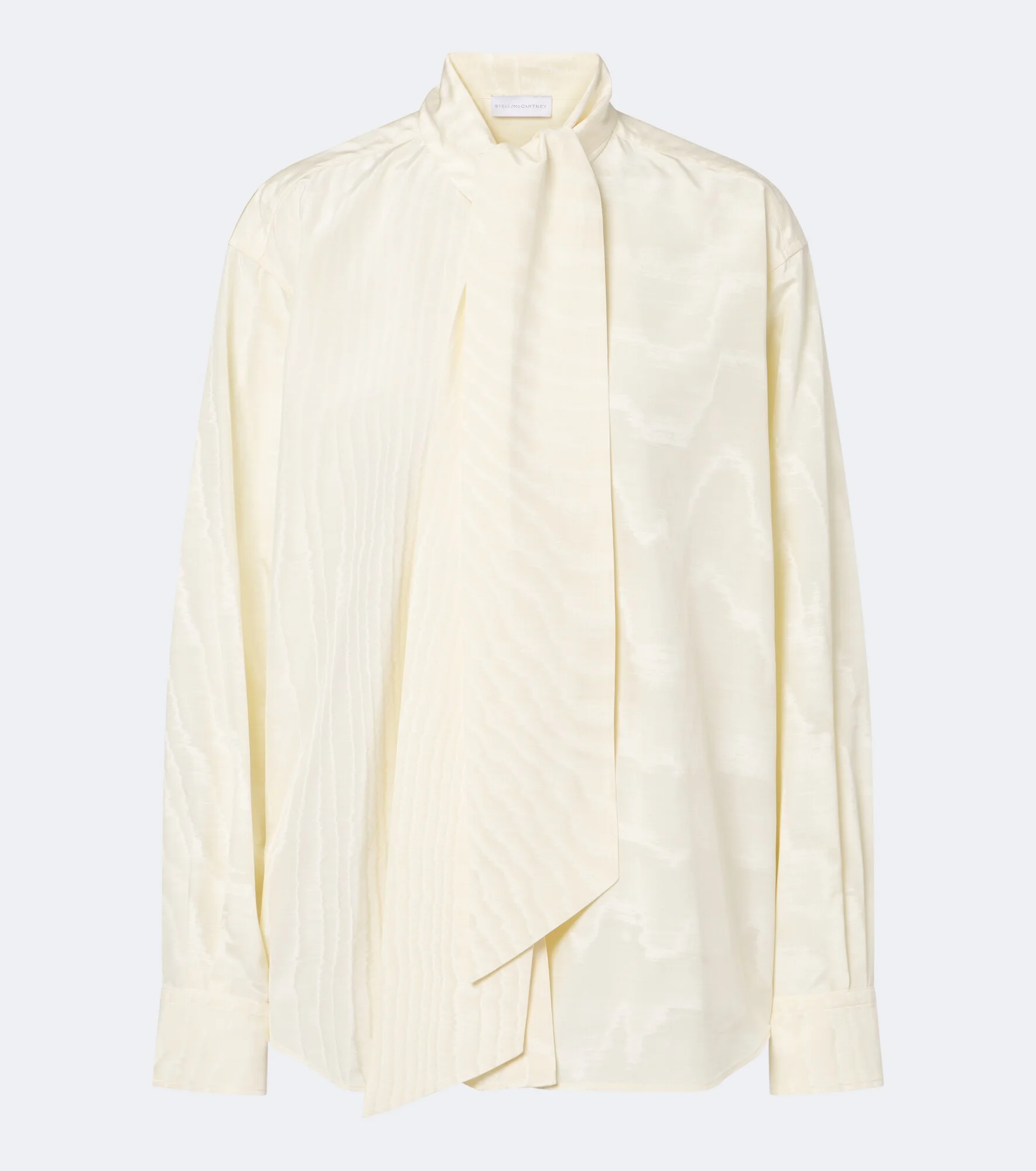 Tie-neck moiré blouse - 1