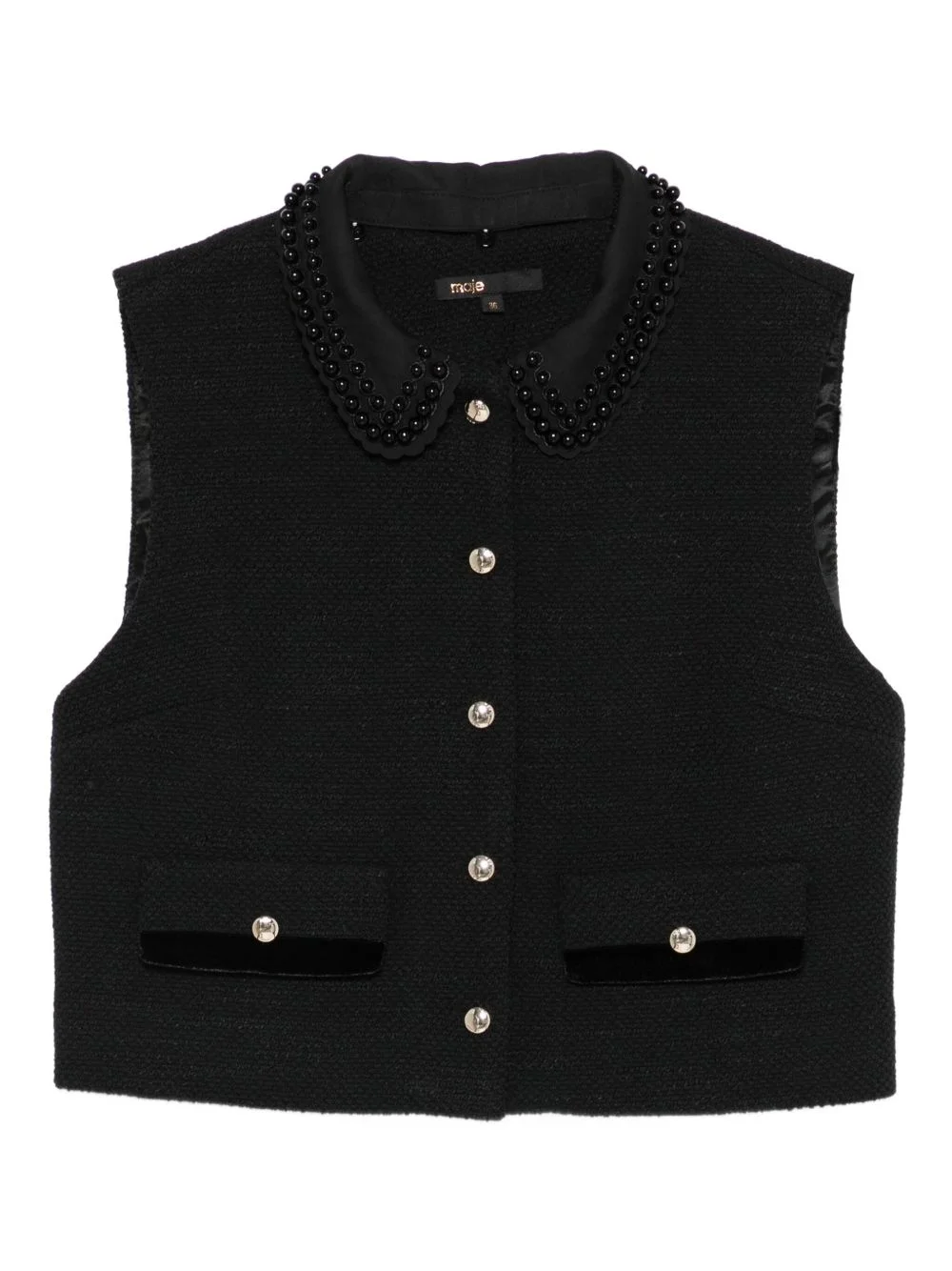 beaded-collar pocket top - 1