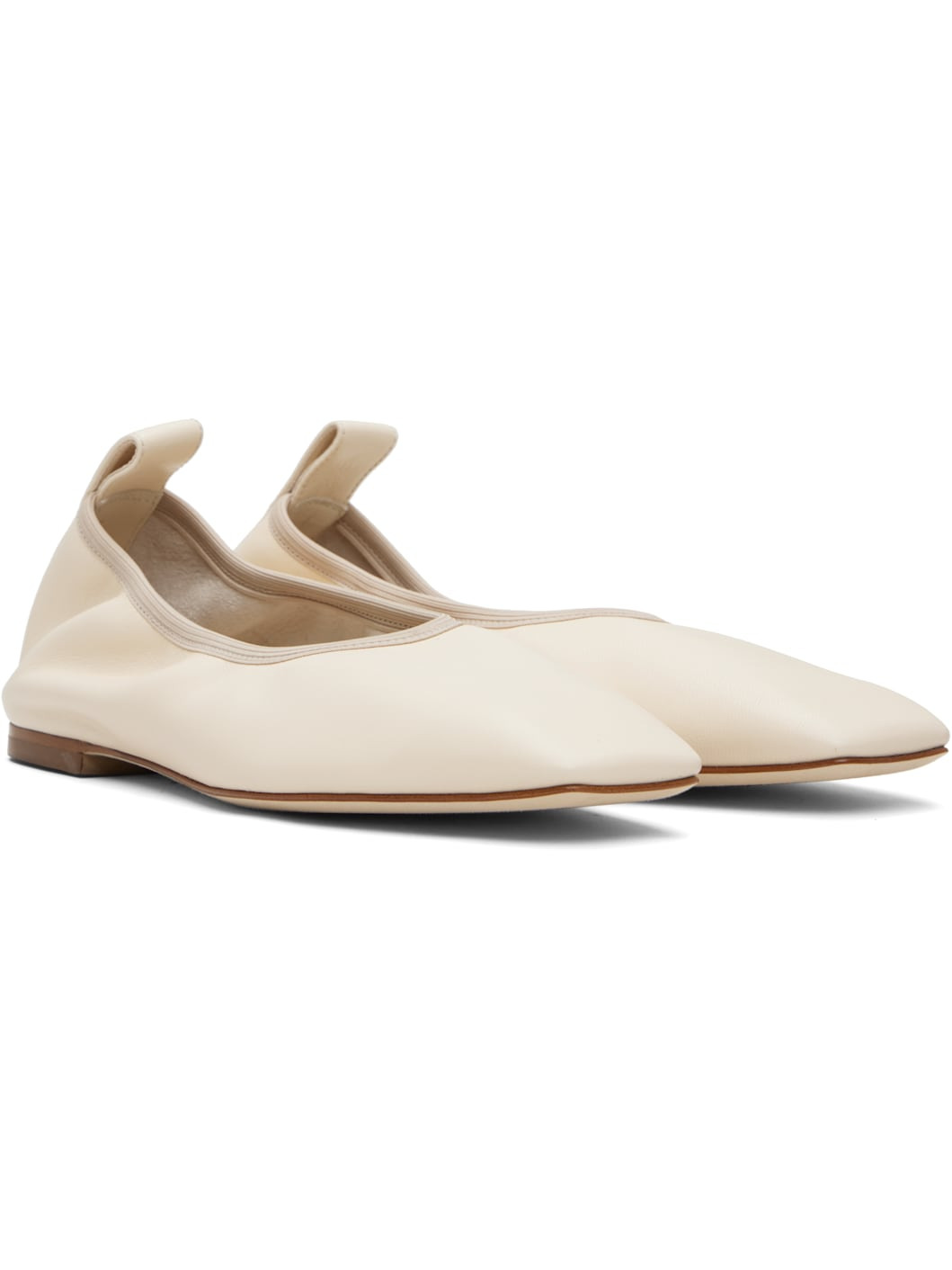 Beige Nomi Ruched Ballerina Flats - 4
