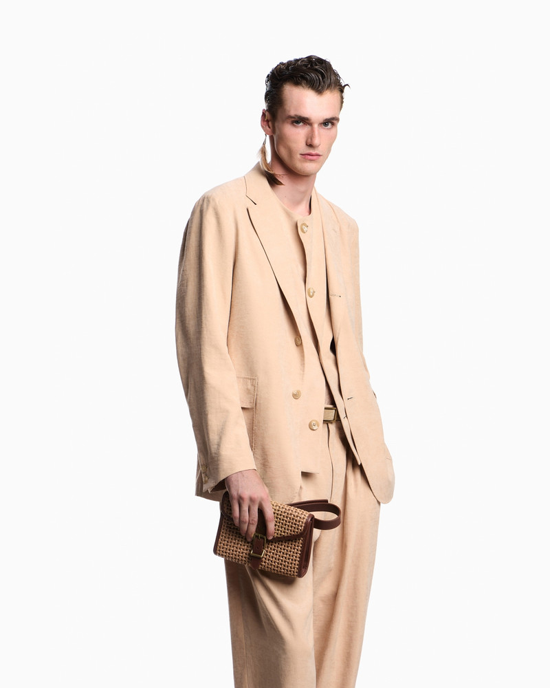 CUPRO-EFFECT FABRIC TROUSERS WITH PLEATS 3