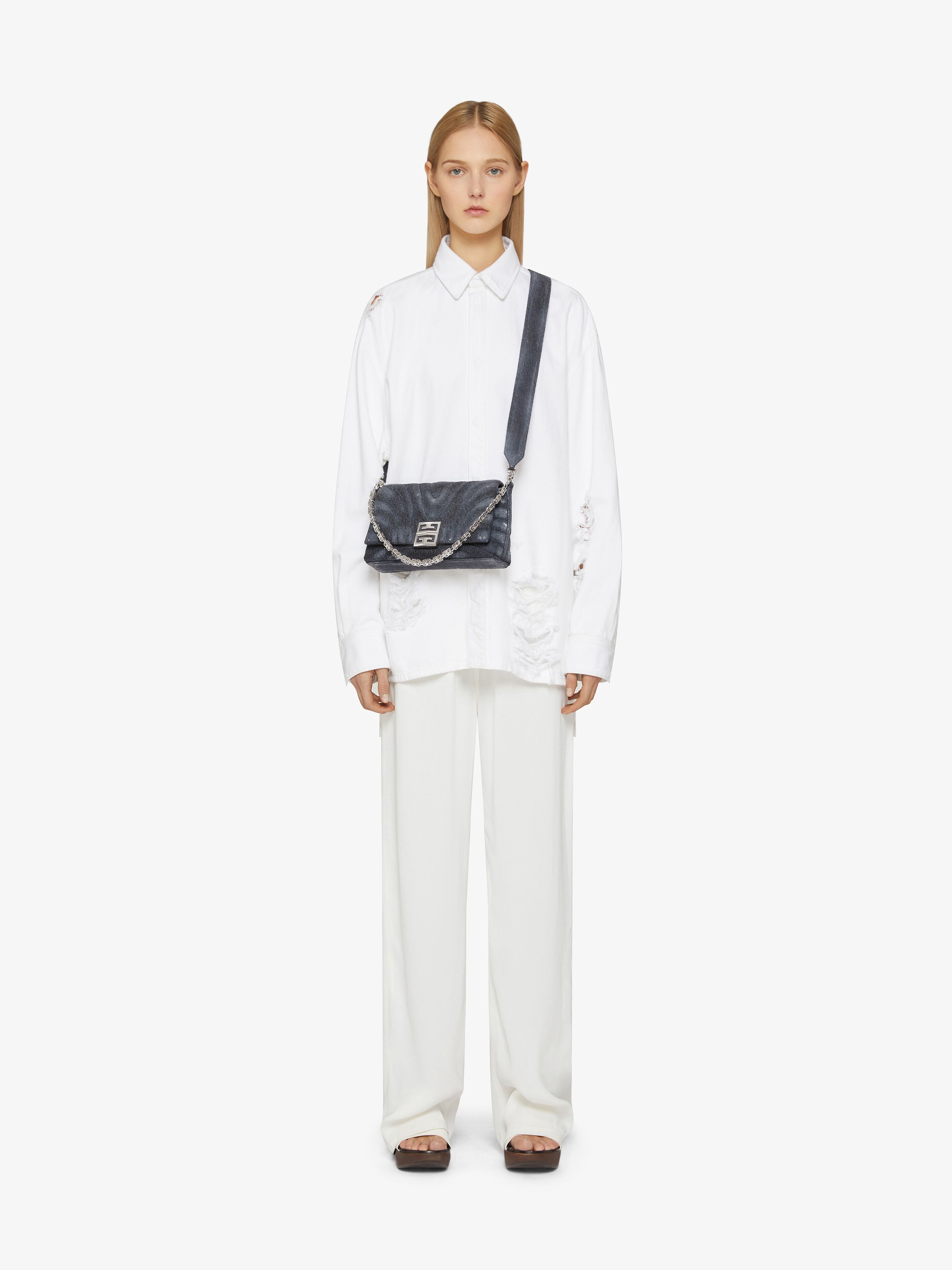 SMALL 4G SOFT BAG IN QUILTED DENIM - 2