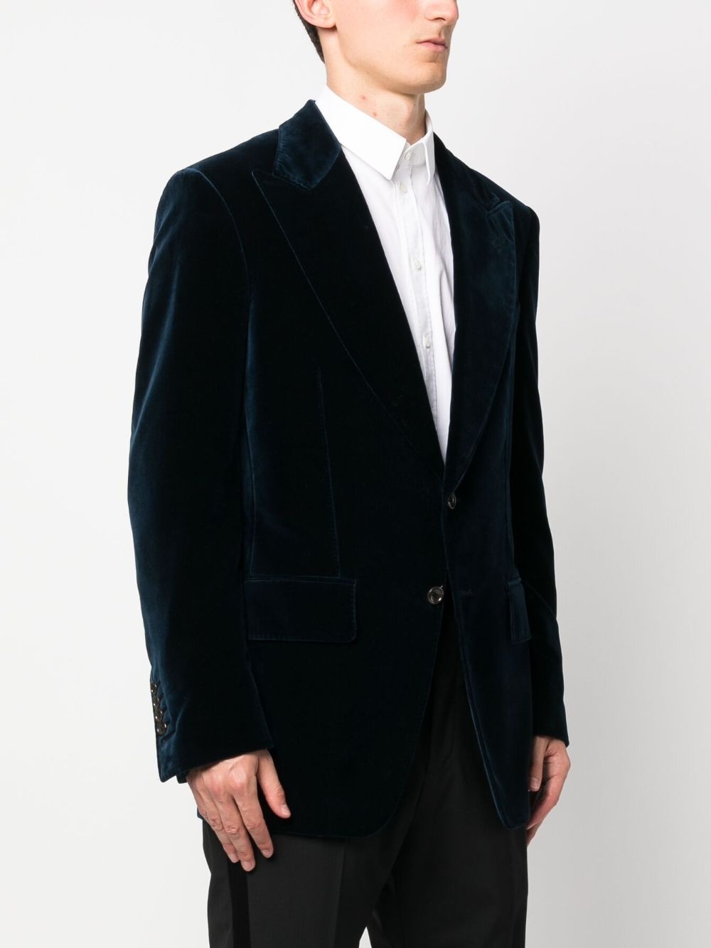 single-breasted velvet blazer - 3
