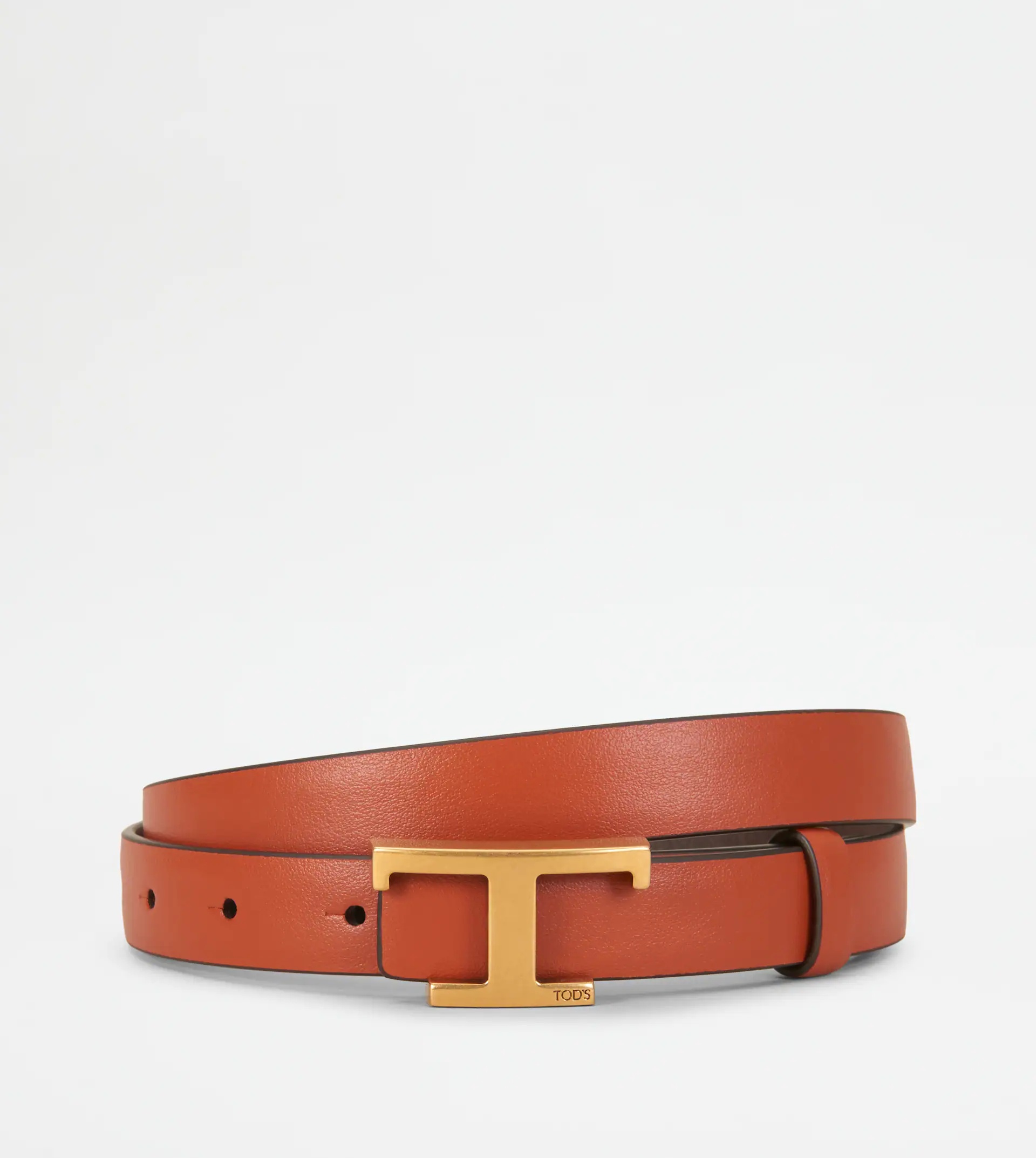TIMELESS REVERSIBLE BELT IN LEATHER - ORANGE, BROWN - 1