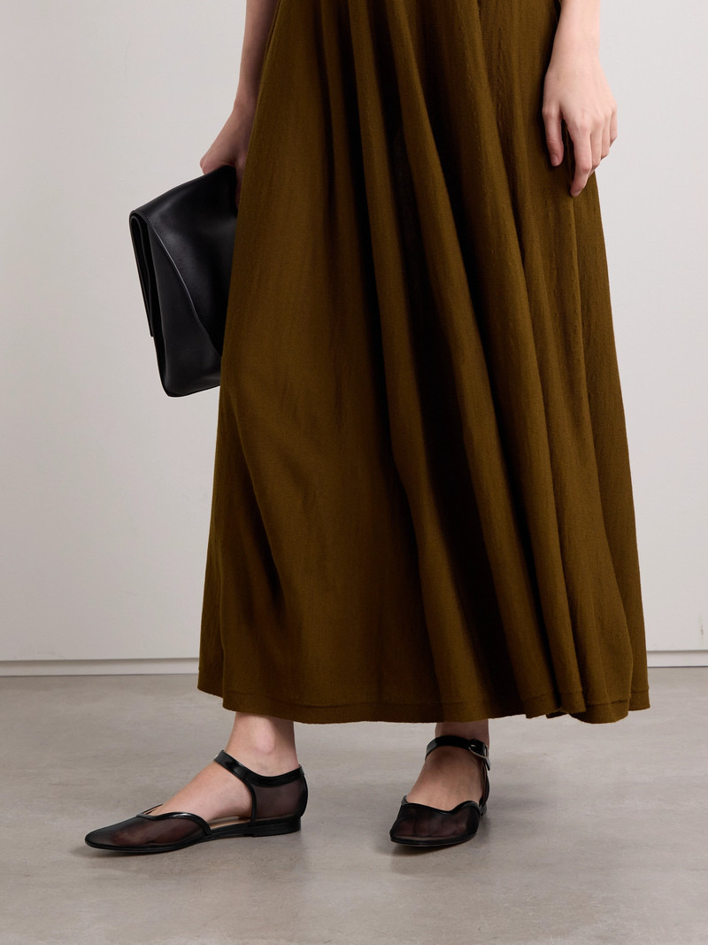 LE MONDE BÉRYL Leather-trimmed Mesh Mary Jane Ballet Flats outlook